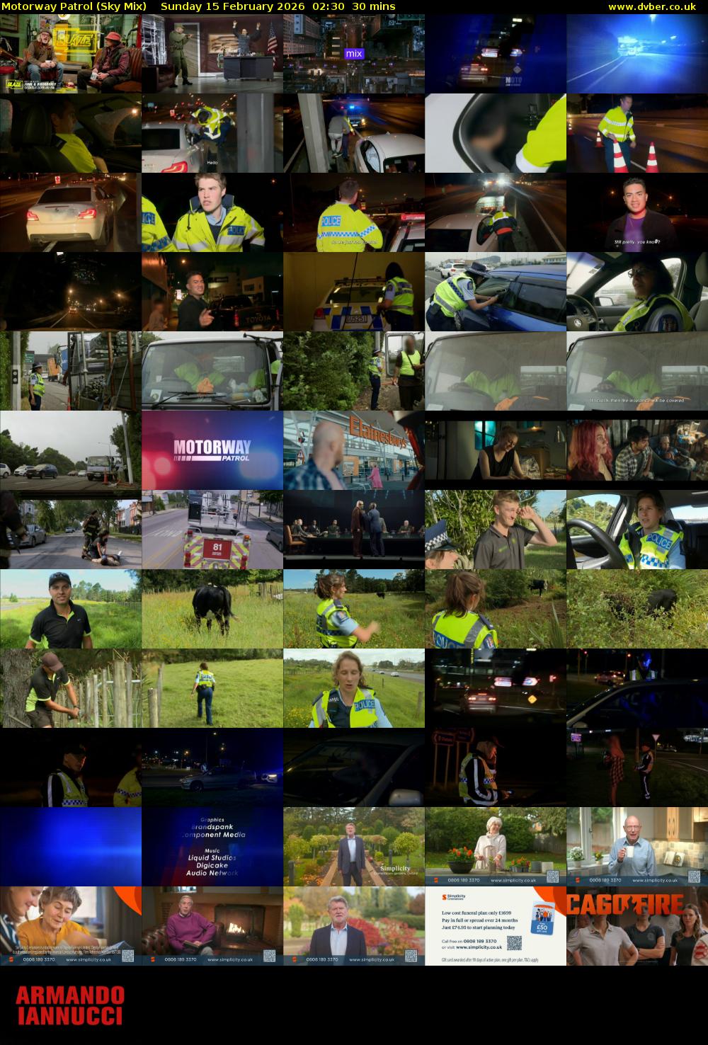 Motorway Patrol (Sky Mix) Sunday 15 February 2026 02:30 - 03:00
