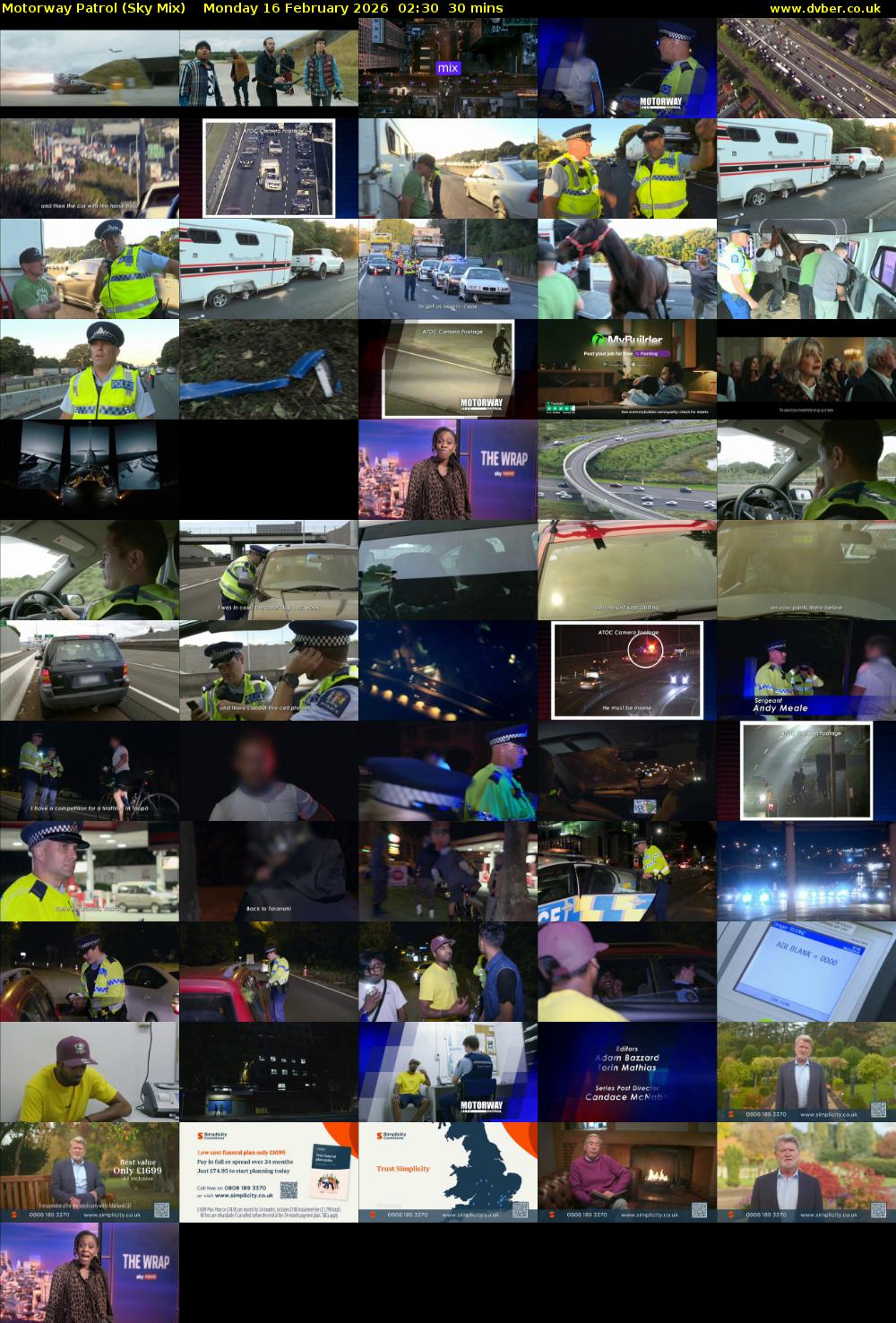 Motorway Patrol (Sky Mix) Monday 16 February 2026 02:30 - 03:00