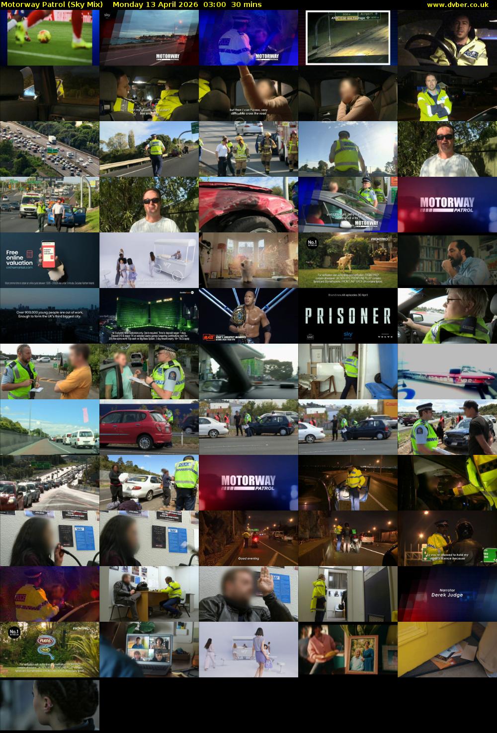 Motorway Patrol (Sky Mix) Monday 13 April 2026 03:00 - 03:30