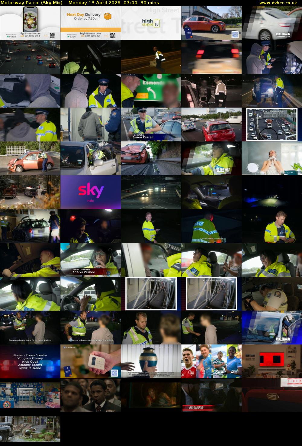 Motorway Patrol (Sky Mix) Monday 13 April 2026 07:00 - 07:30