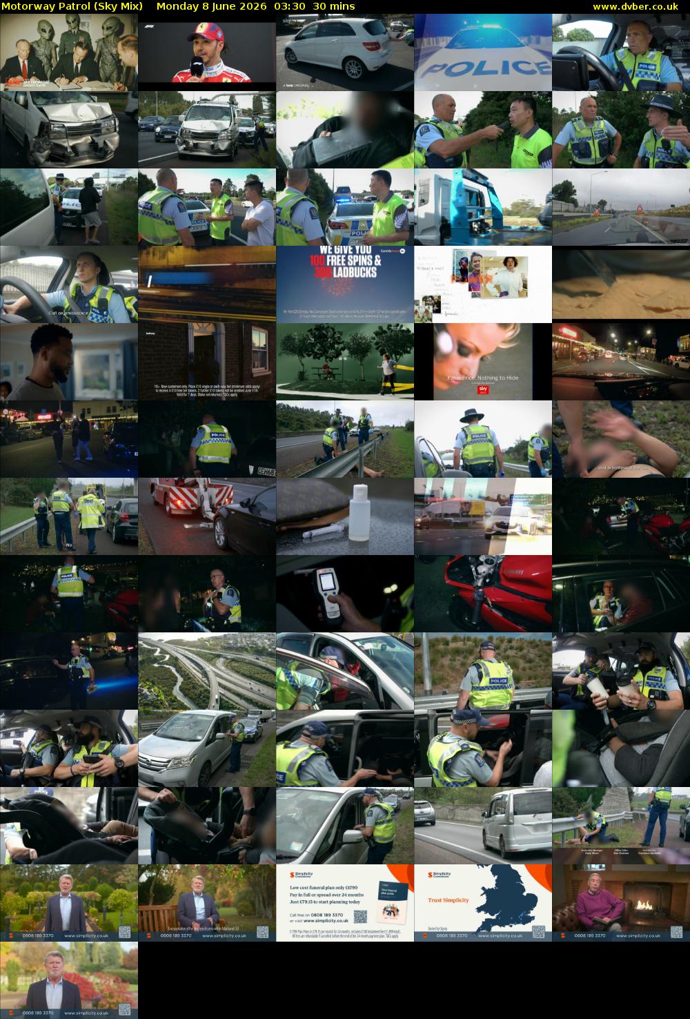 Motorway Patrol (Sky Mix) Monday 8 June 2026 03:30 - 04:00
