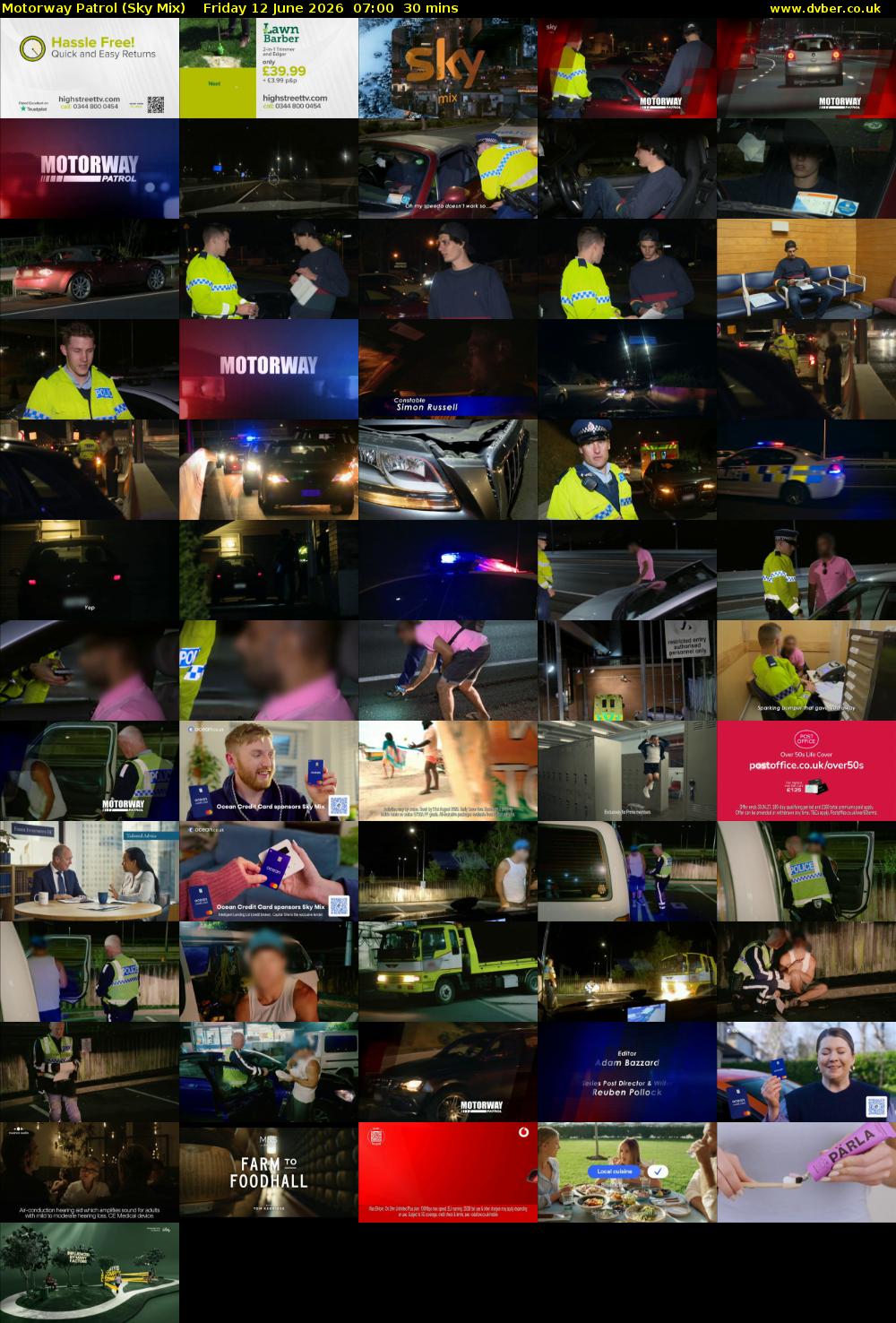 Motorway Patrol (Sky Mix) Friday 12 June 2026 07:00 - 07:30