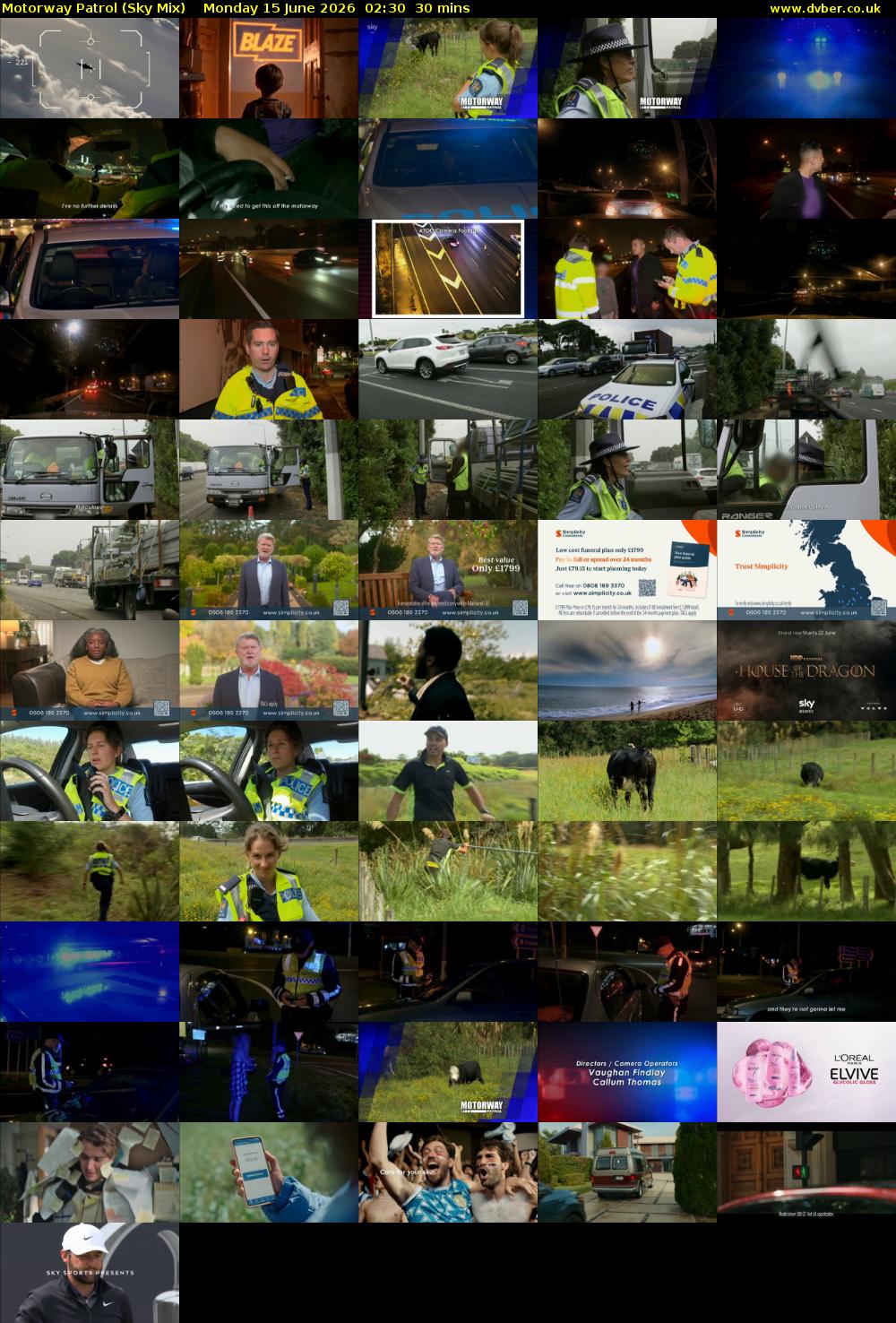 Motorway Patrol (Sky Mix) Monday 15 June 2026 02:30 - 03:00