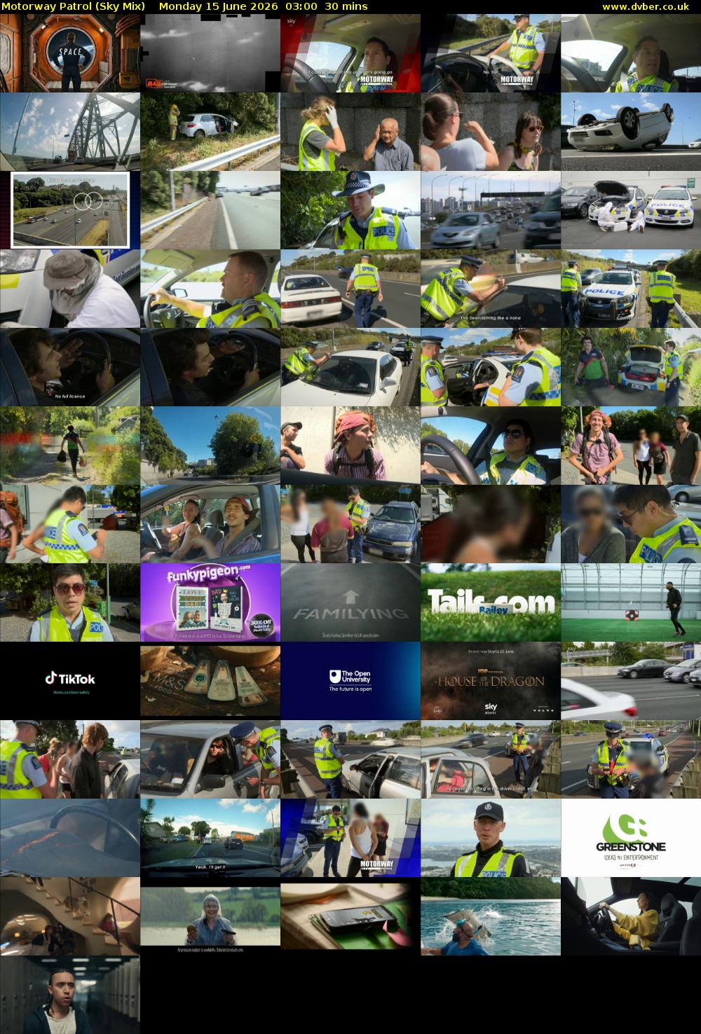 Motorway Patrol (Sky Mix) Monday 15 June 2026 03:00 - 03:30