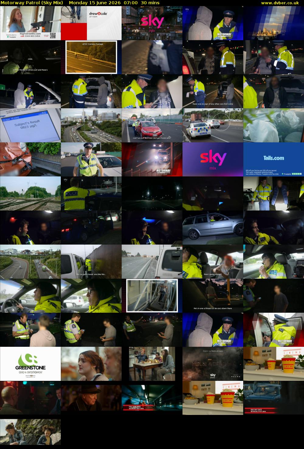 Motorway Patrol (Sky Mix) Monday 15 June 2026 07:00 - 07:30