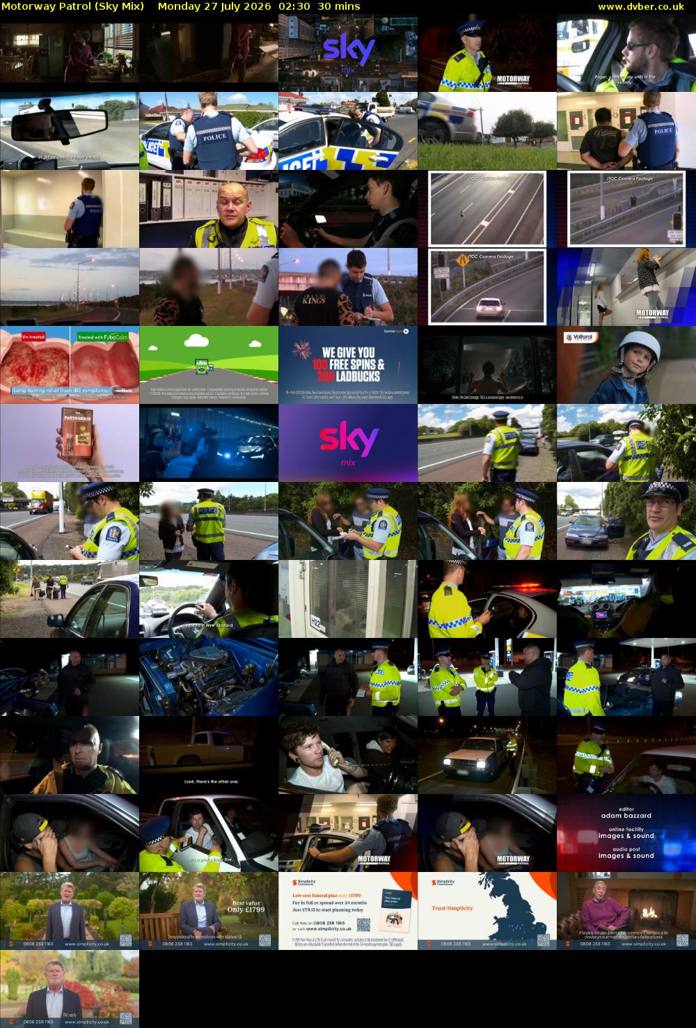 Motorway Patrol (Sky Mix) Monday 27 July 2026 02:30 - 03:00