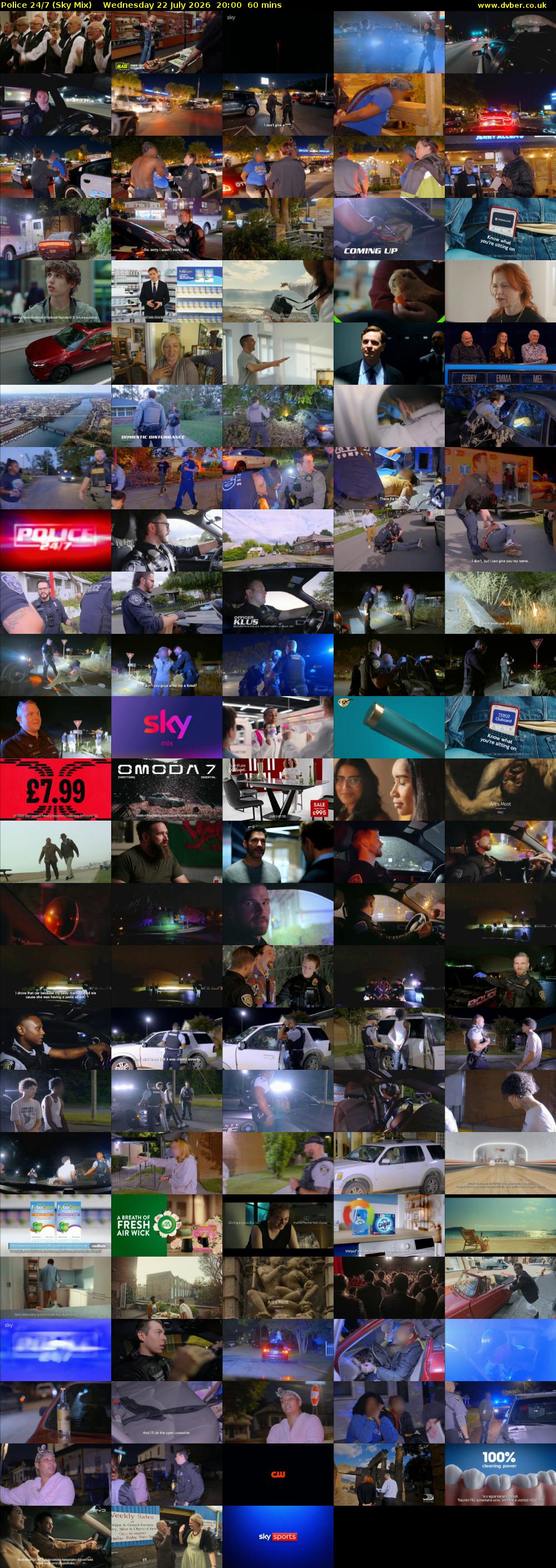 Police 24/7 (Sky Mix) Wednesday 22 July 2026 20:00 - 21:00