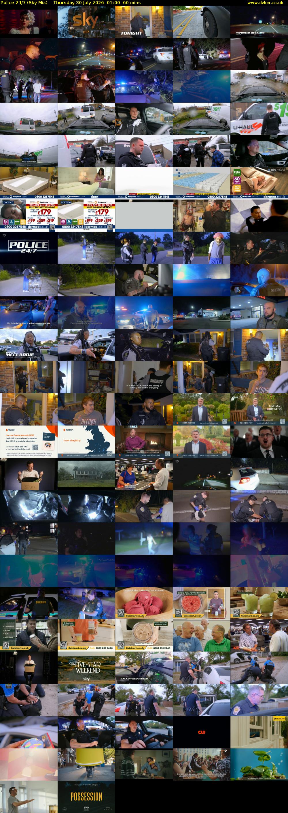 Police 24/7 (Sky Mix) Thursday 30 July 2026 01:00 - 02:00