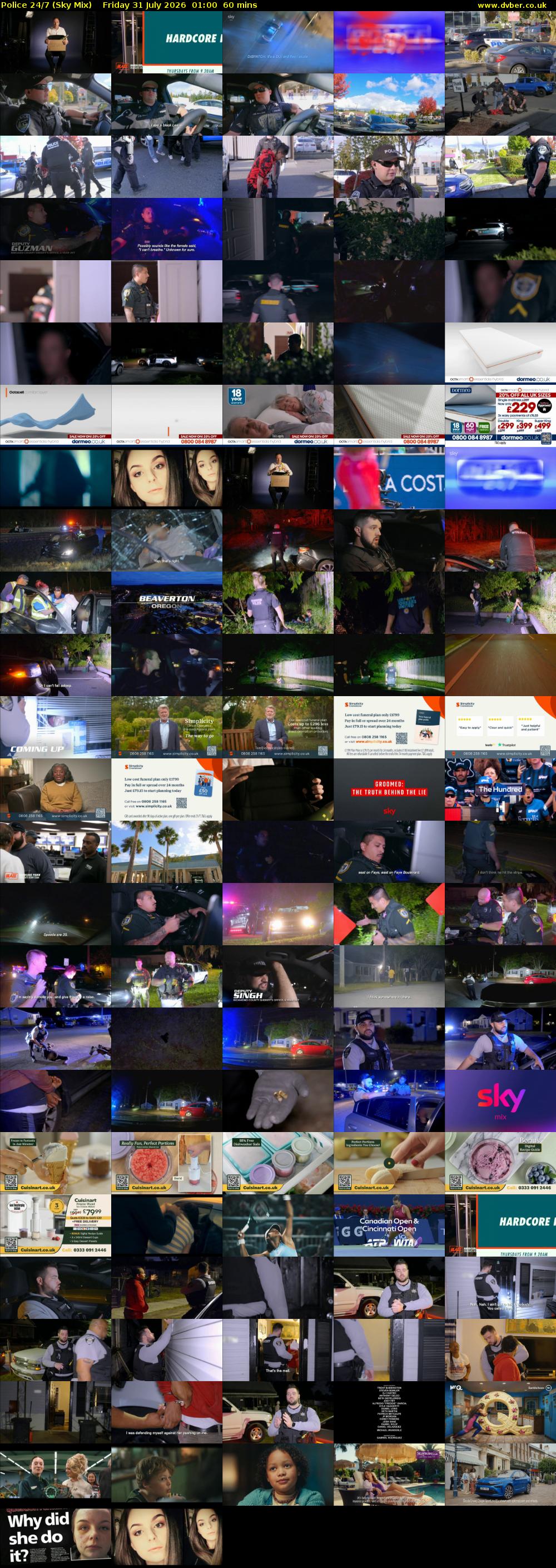 Police 24/7 (Sky Mix) Friday 31 July 2026 01:00 - 02:00