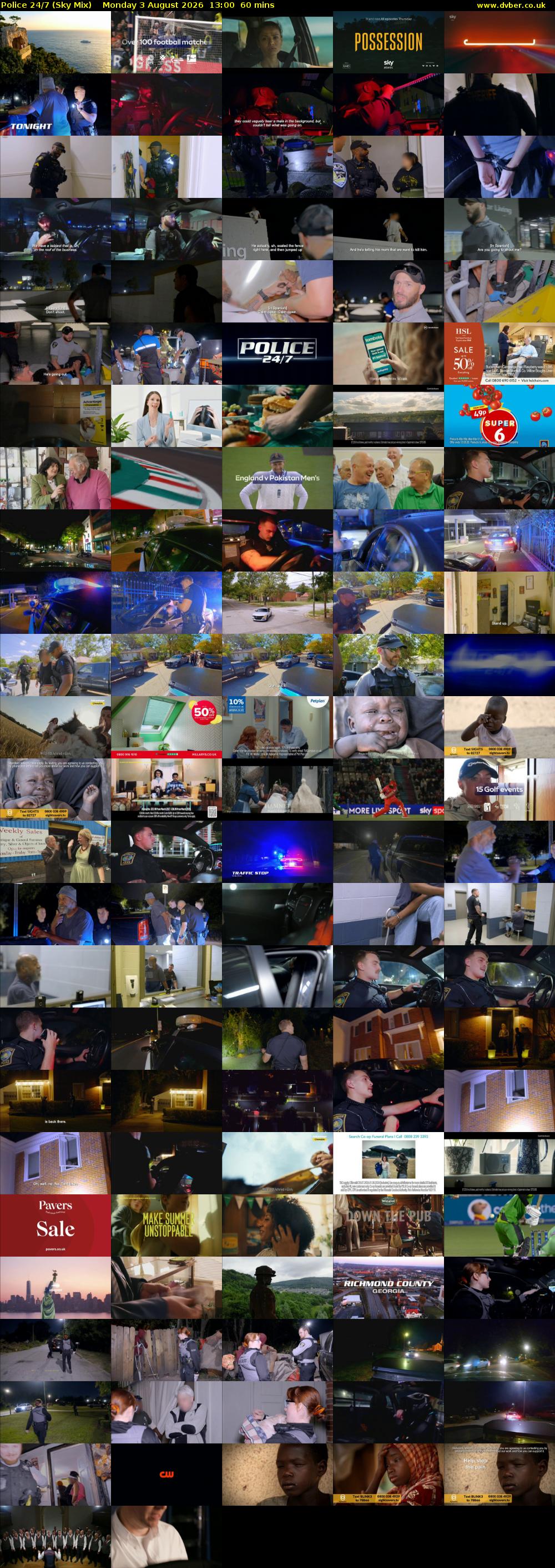 Police 24/7 (Sky Mix) Monday 3 August 2026 13:00 - 14:00