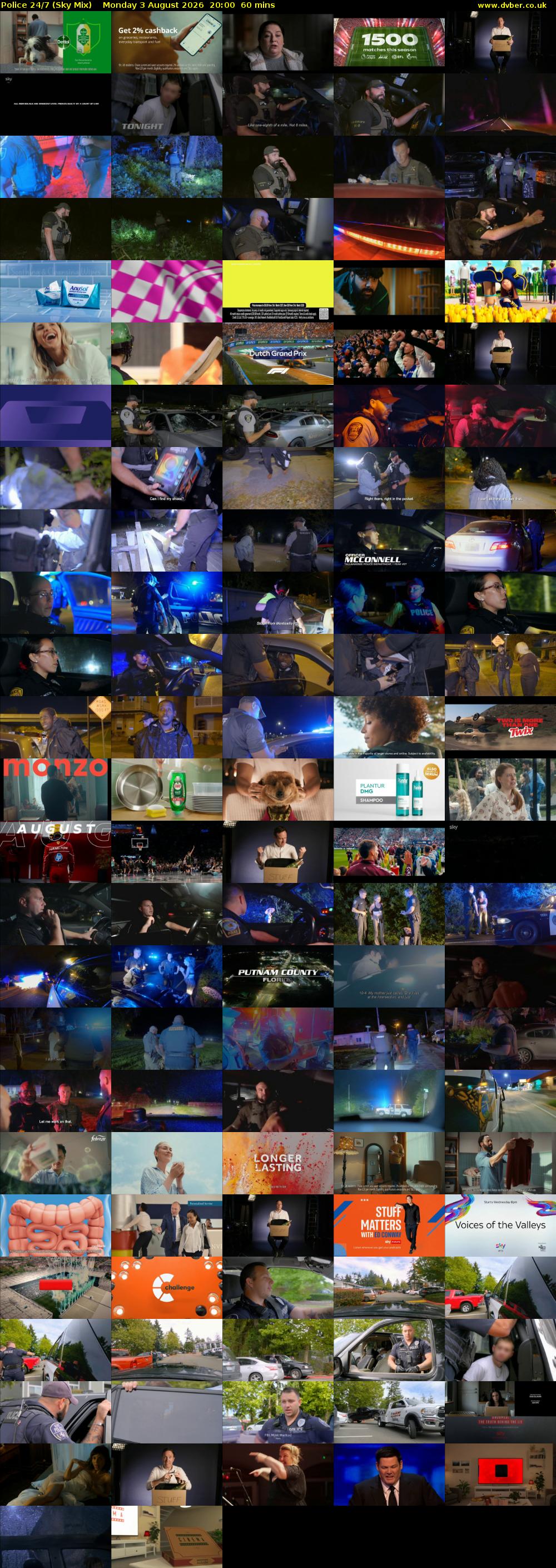 Police 24/7 (Sky Mix) Monday 3 August 2026 20:00 - 21:00