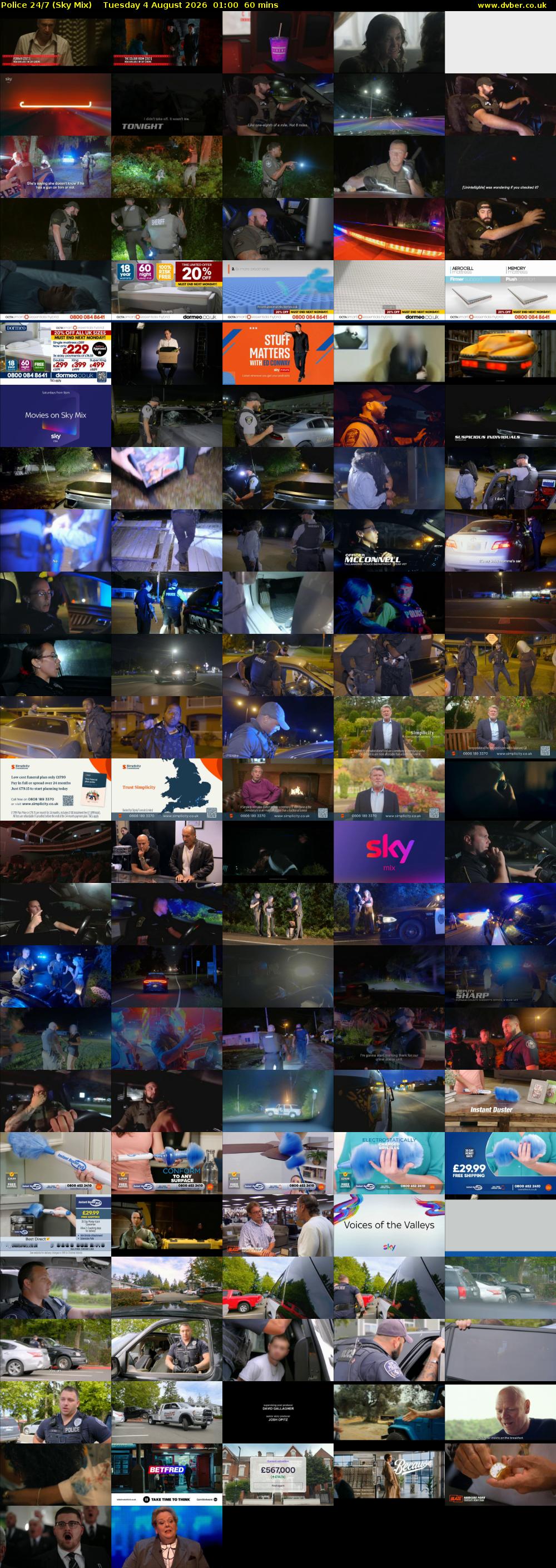 Police 24/7 (Sky Mix) Tuesday 4 August 2026 01:00 - 02:00