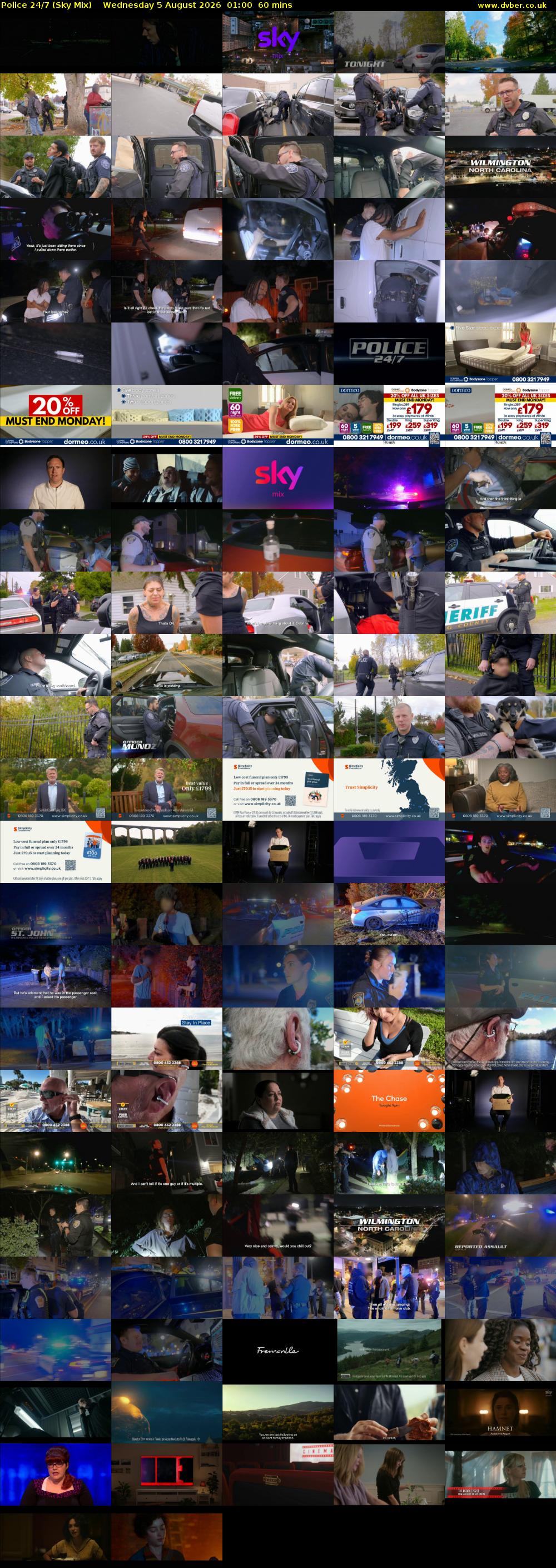 Police 24/7 (Sky Mix) Wednesday 5 August 2026 01:00 - 02:00
