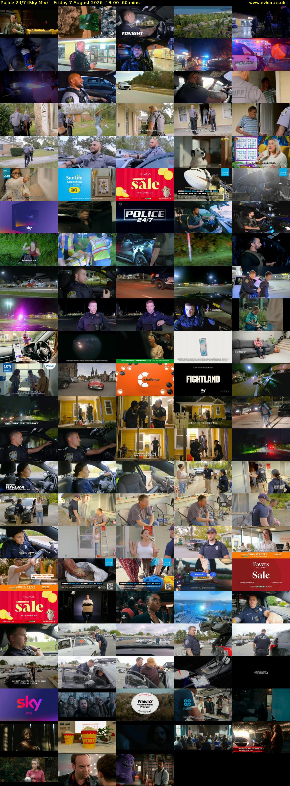 Police 24/7 (Sky Mix) Friday 7 August 2026 13:00 - 14:00