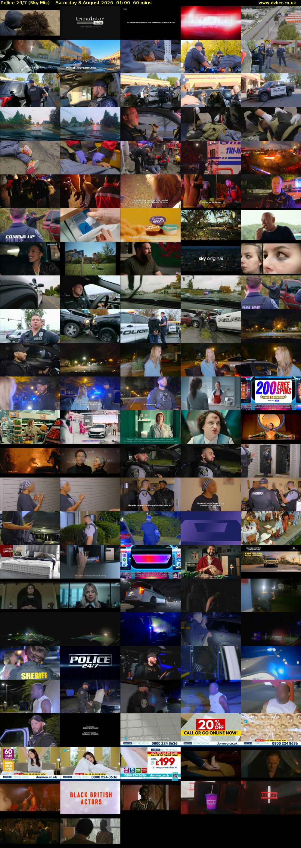 Police 24/7 (Sky Mix) Saturday 8 August 2026 01:00 - 02:00