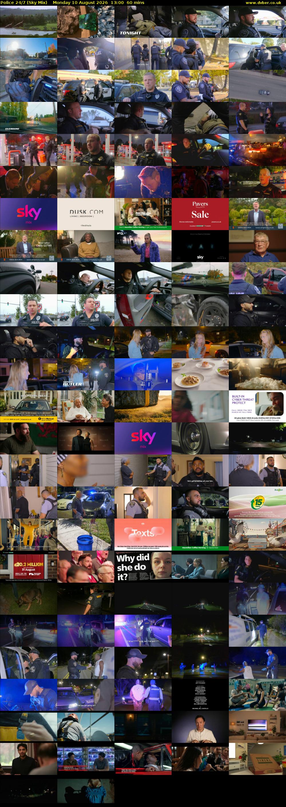 Police 24/7 (Sky Mix) Monday 10 August 2026 13:00 - 14:00