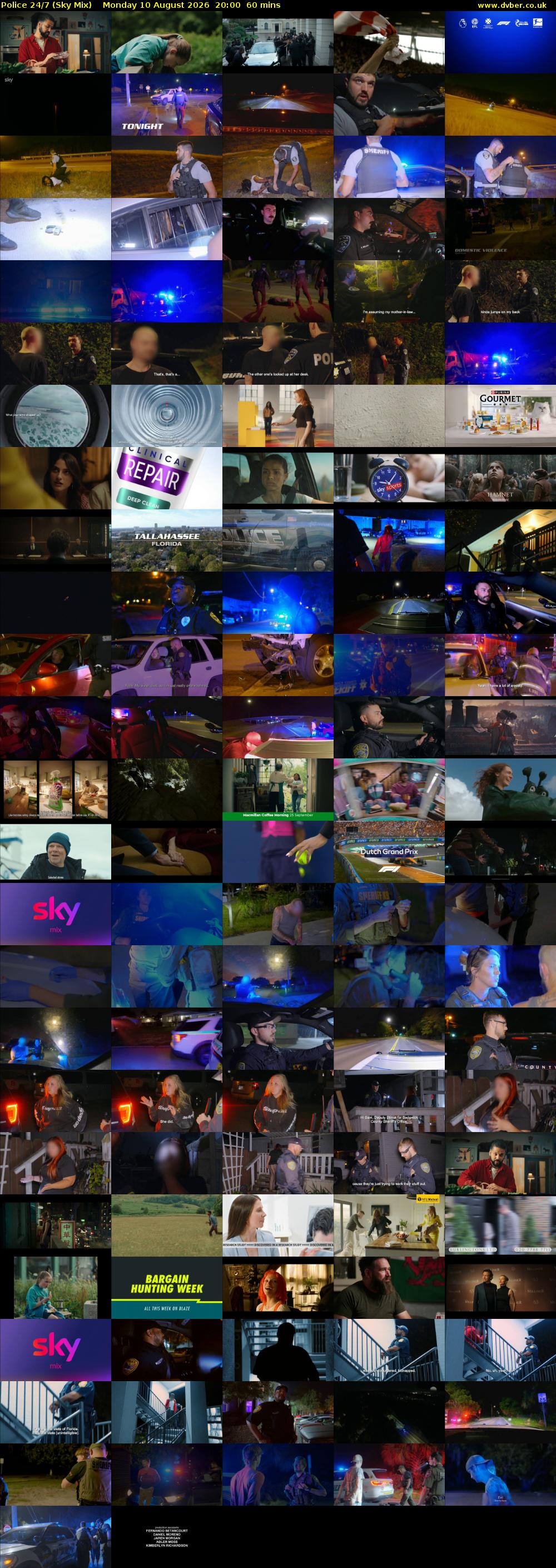 Police 24/7 (Sky Mix) Monday 10 August 2026 20:00 - 21:00