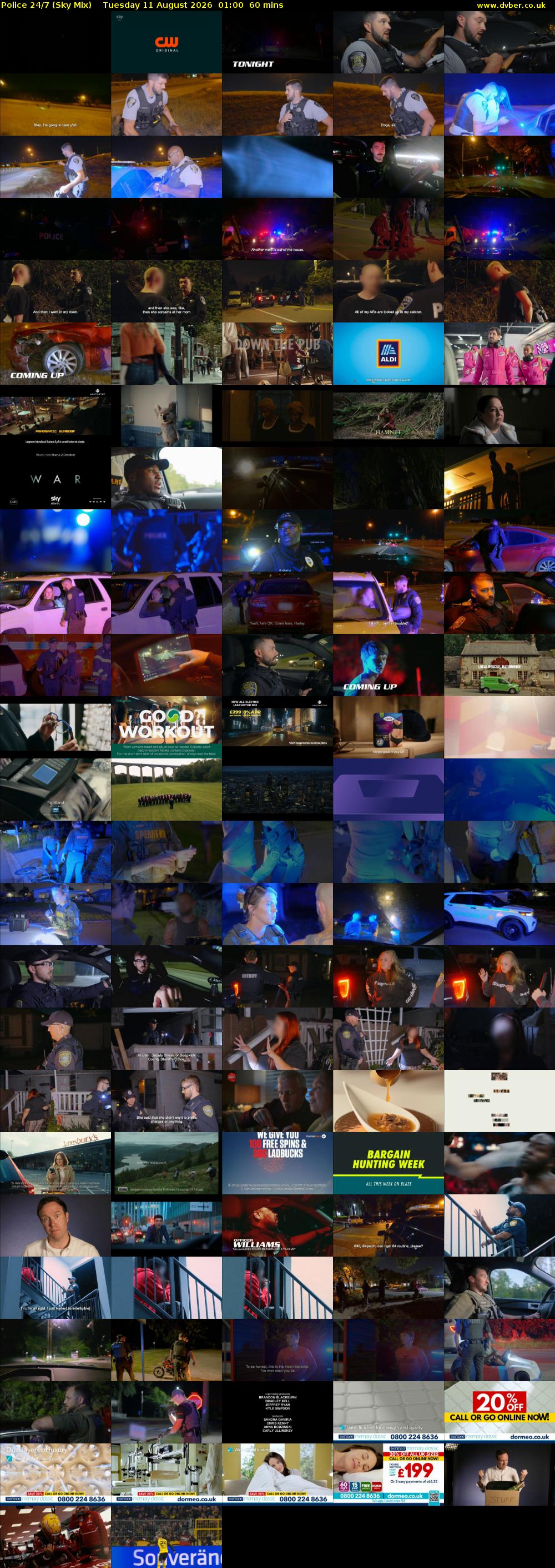 Police 24/7 (Sky Mix) Tuesday 11 August 2026 01:00 - 02:00