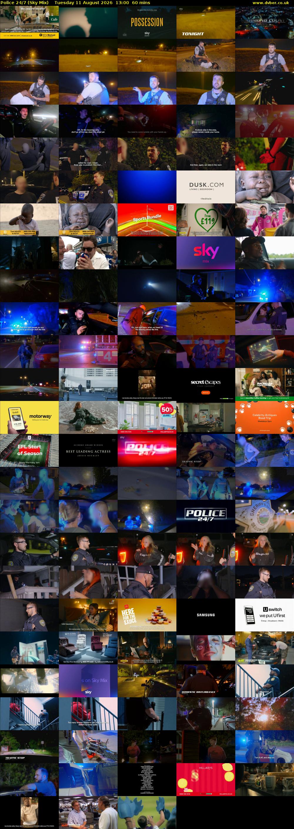 Police 24/7 (Sky Mix) Tuesday 11 August 2026 13:00 - 14:00