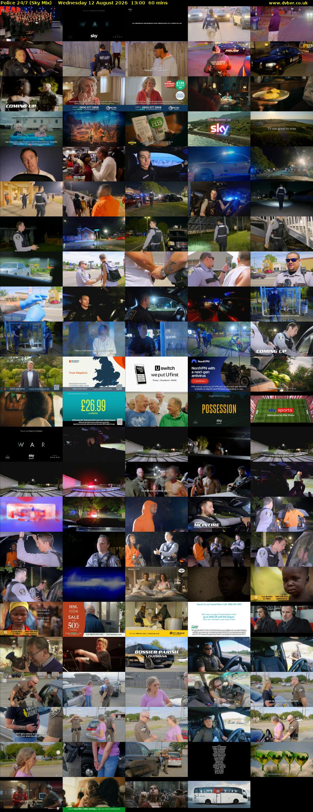 Police 24/7 (Sky Mix) Wednesday 12 August 2026 13:00 - 14:00