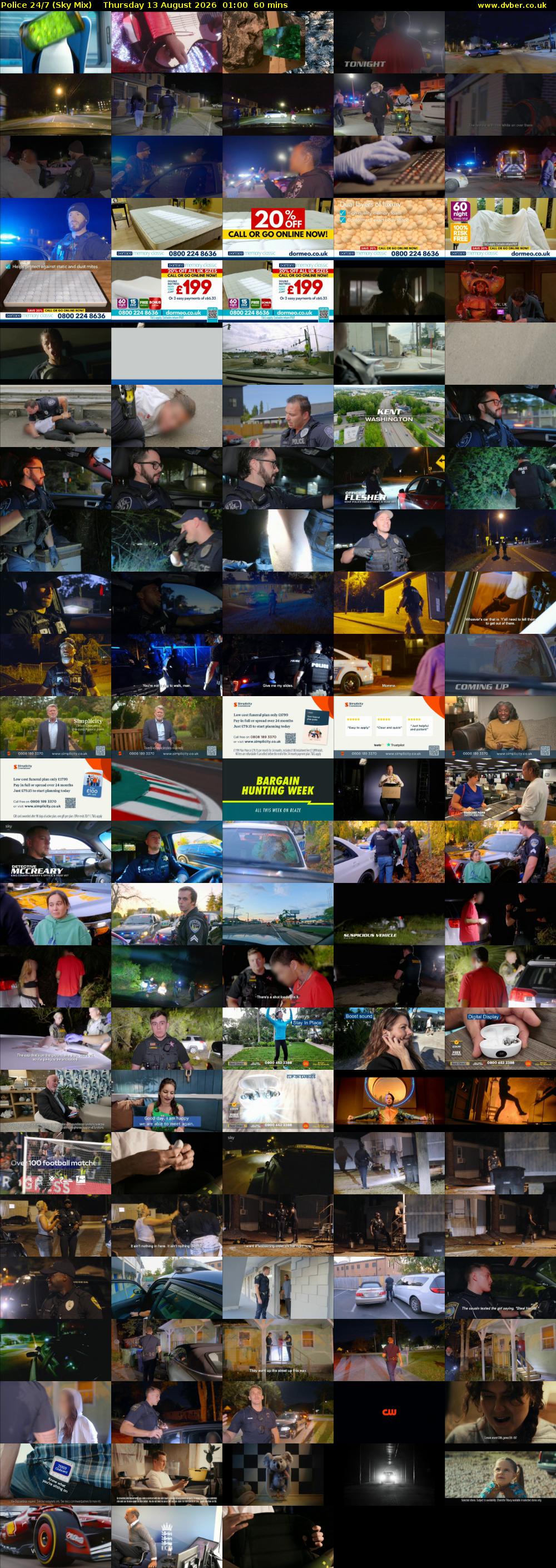 Police 24/7 (Sky Mix) Thursday 13 August 2026 01:00 - 02:00