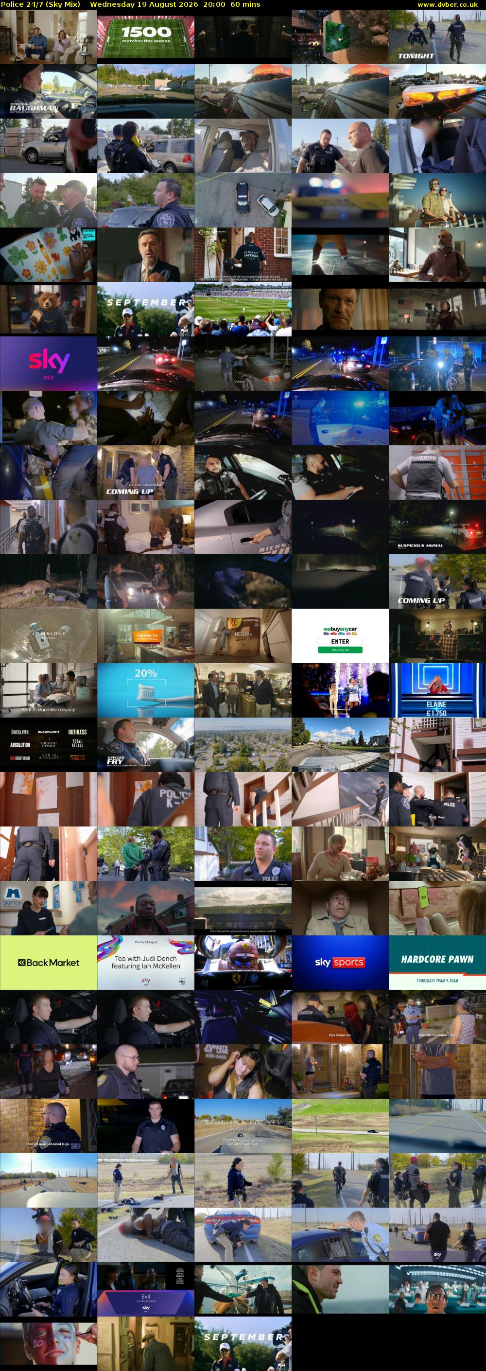 Police 24/7 (Sky Mix) Wednesday 19 August 2026 20:00 - 21:00