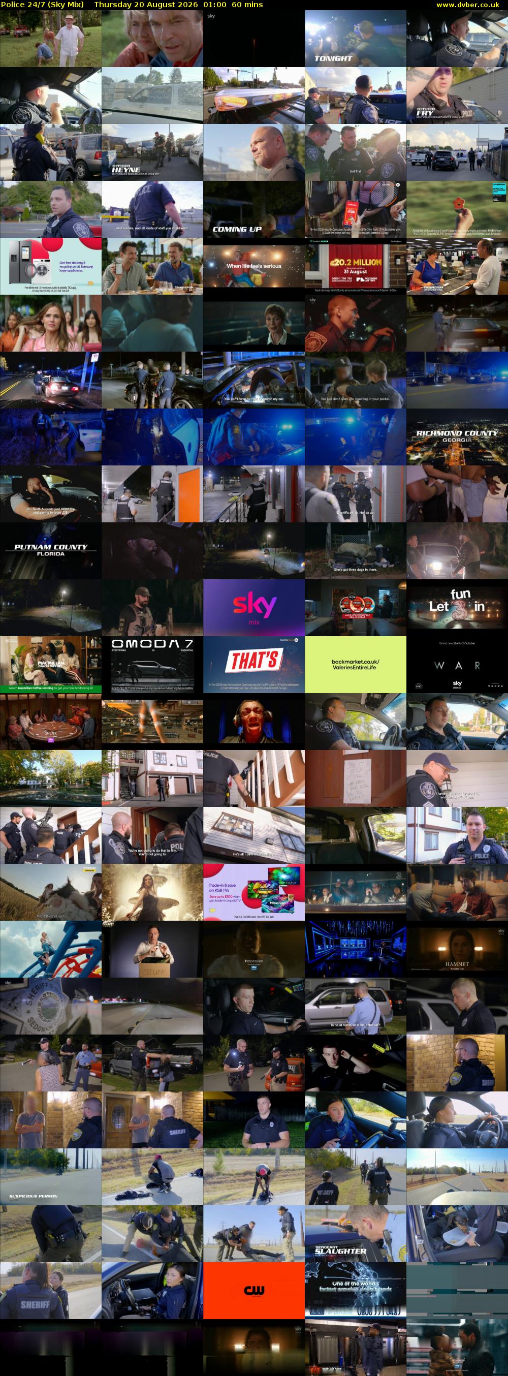 Police 24/7 (Sky Mix) Thursday 20 August 2026 01:00 - 02:00