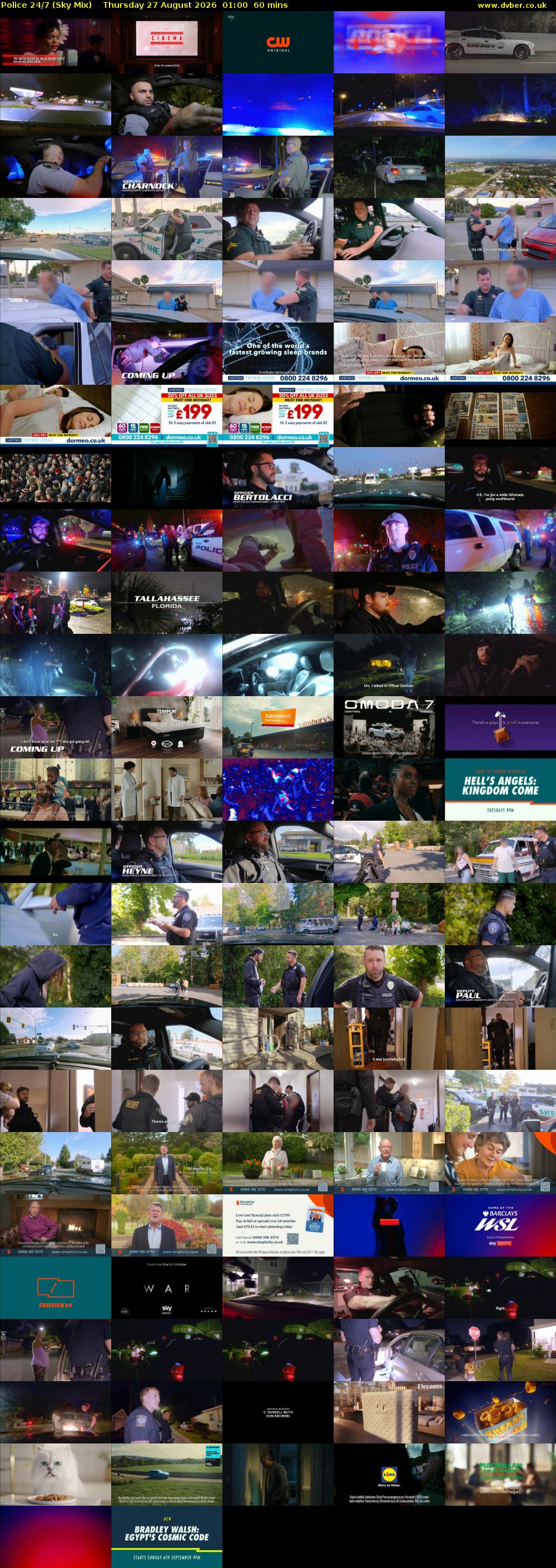 Police 24/7 (Sky Mix) Thursday 27 August 2026 01:00 - 02:00