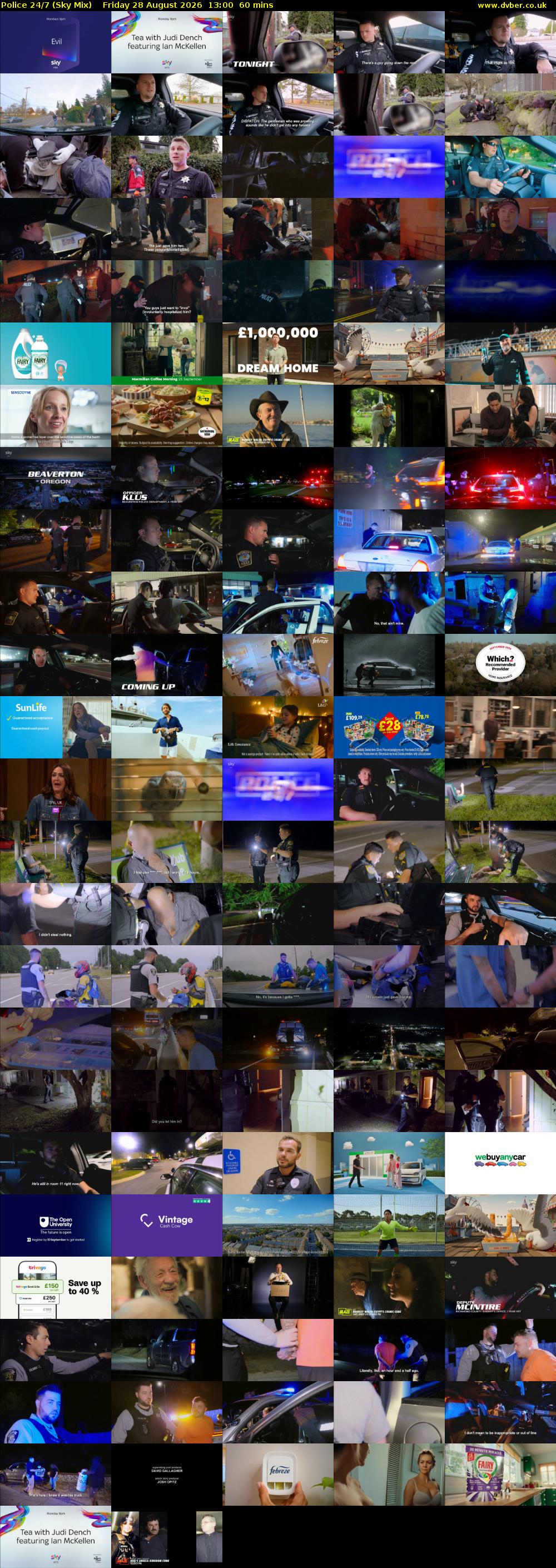 Police 24/7 (Sky Mix) Friday 28 August 2026 13:00 - 14:00
