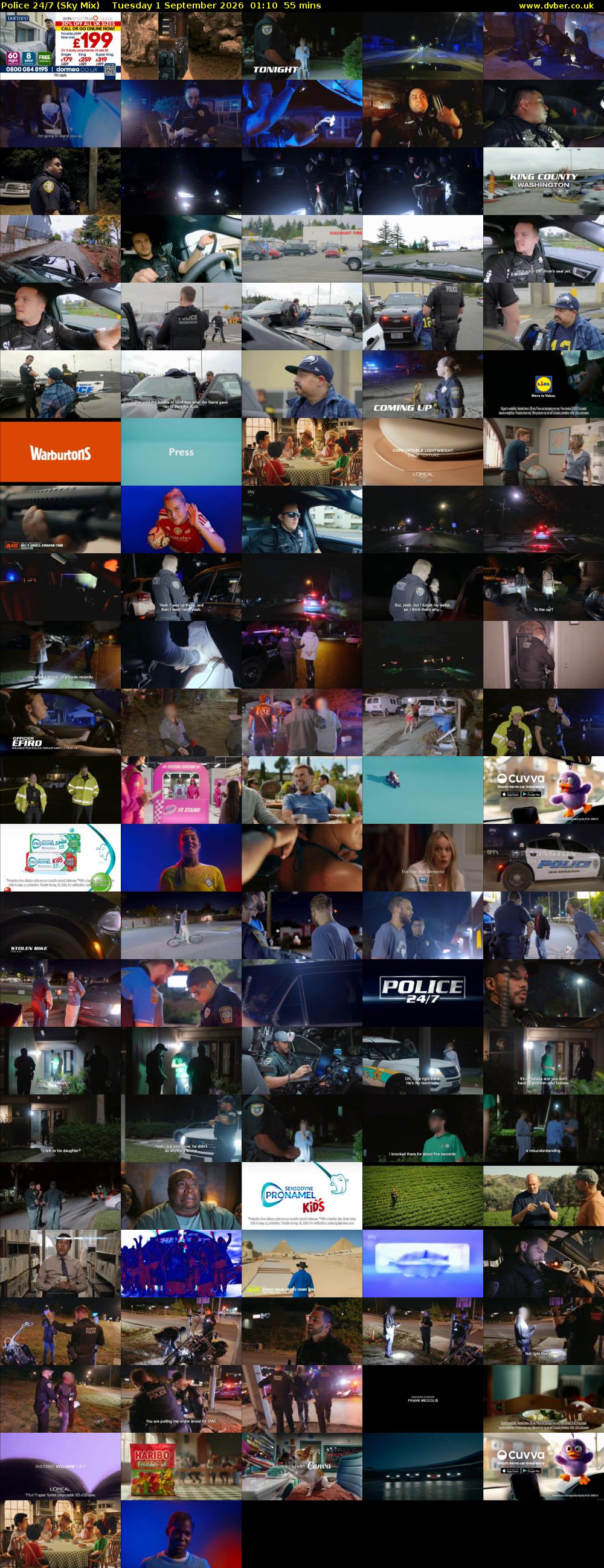 Police 24/7 (Sky Mix) Tuesday 1 September 2026 01:10 - 02:05