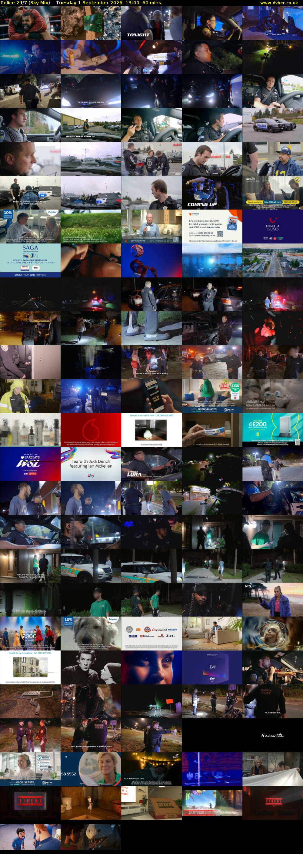 Police 24/7 (Sky Mix) Tuesday 1 September 2026 13:00 - 14:00