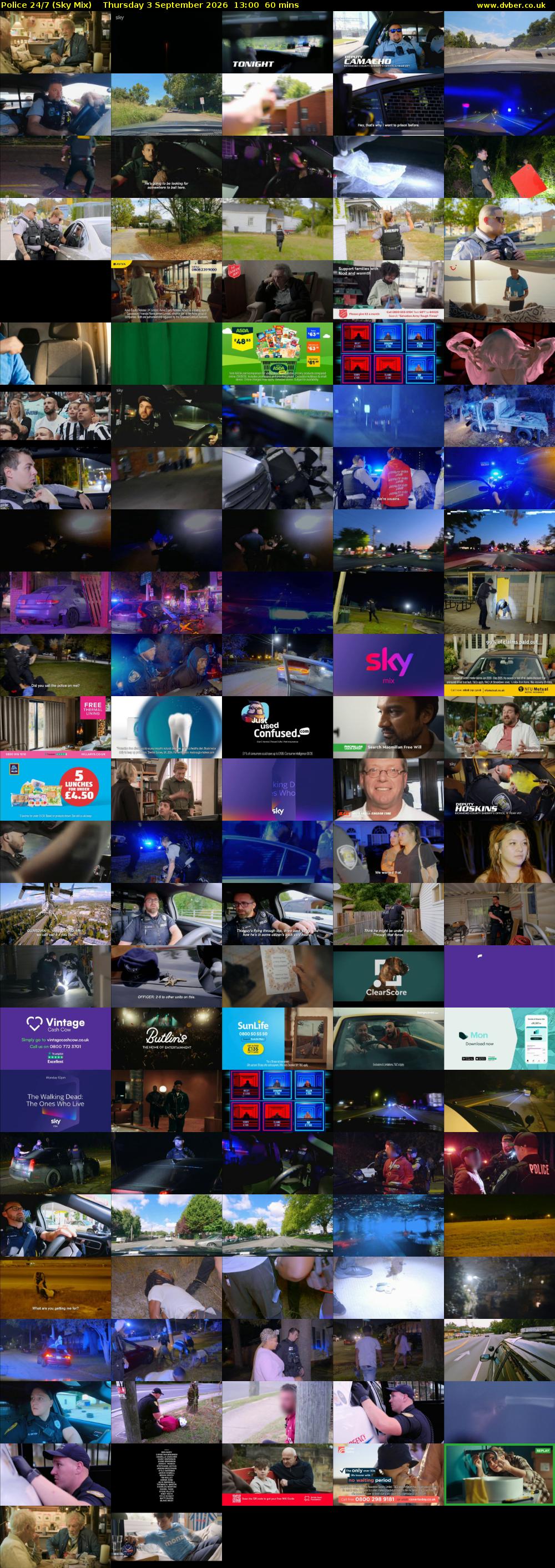 Police 24/7 (Sky Mix) Thursday 3 September 2026 13:00 - 14:00