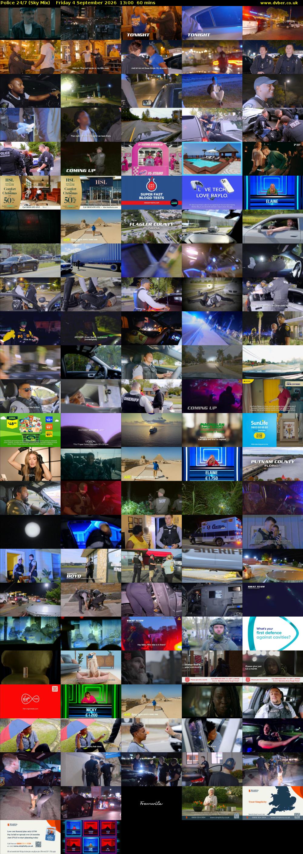 Police 24/7 (Sky Mix) Friday 4 September 2026 13:00 - 14:00