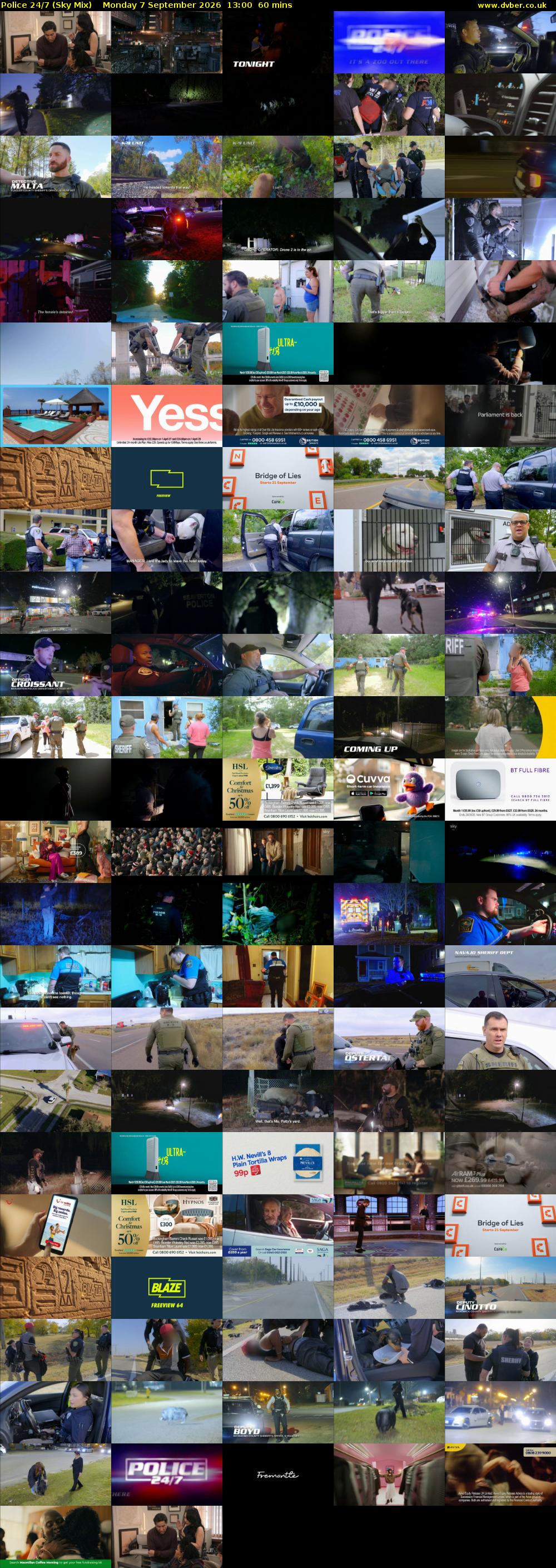 Police 24/7 (Sky Mix) Monday 7 September 2026 13:00 - 14:00
