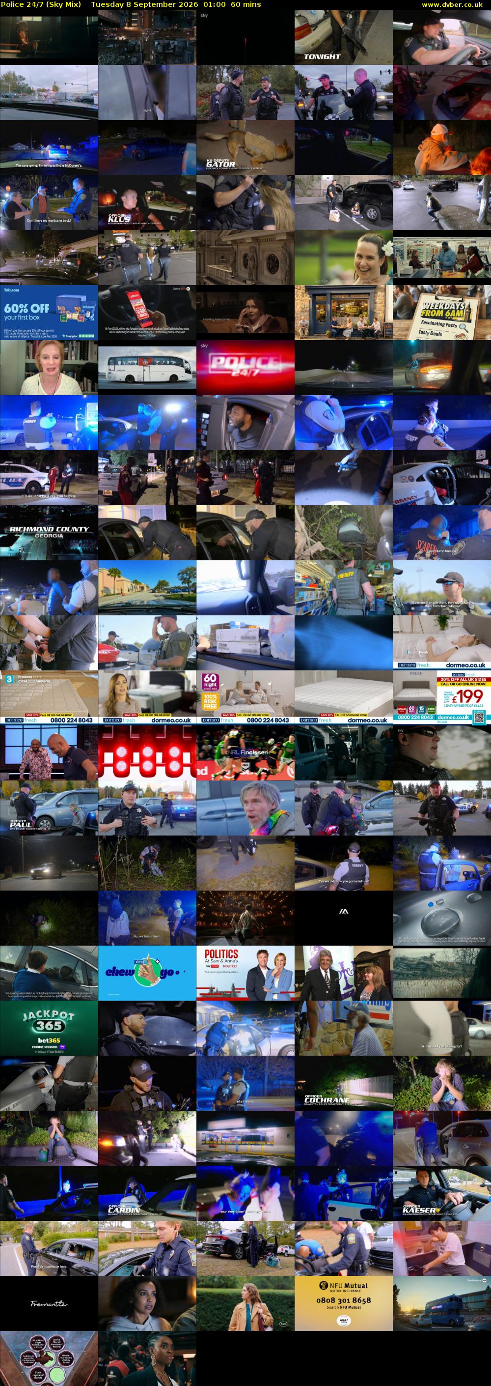 Police 24/7 (Sky Mix) Tuesday 8 September 2026 01:00 - 02:00