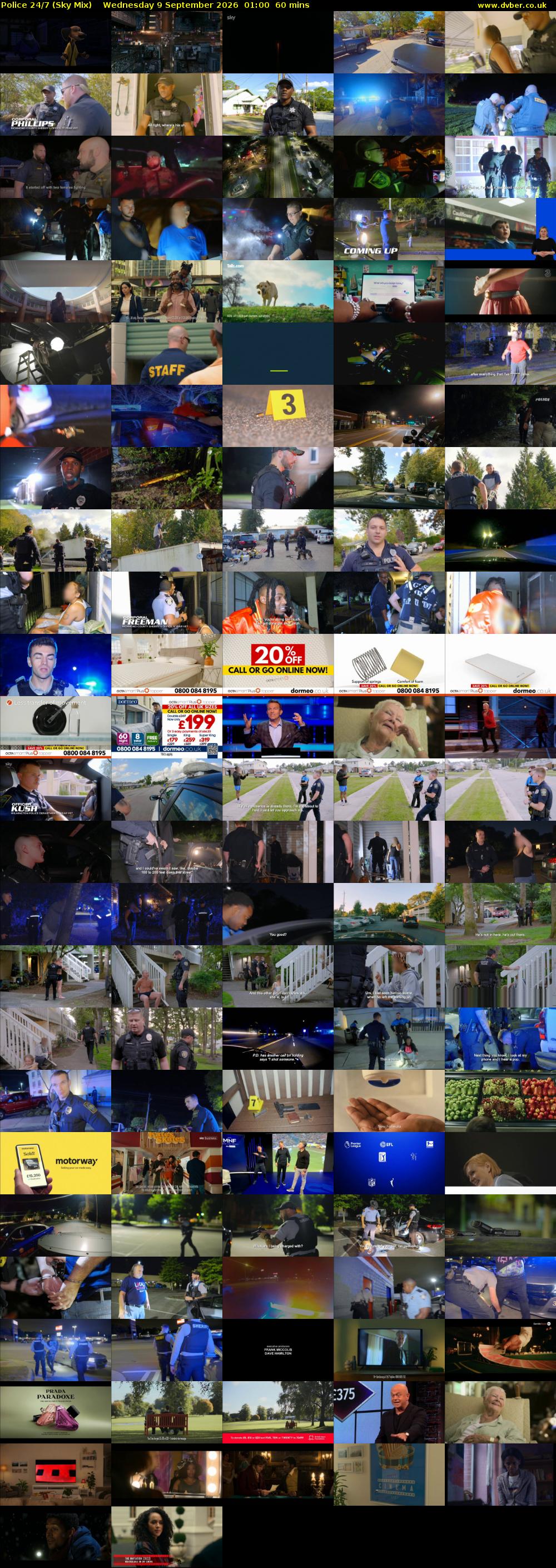 Police 24/7 (Sky Mix) Wednesday 9 September 2026 01:00 - 02:00