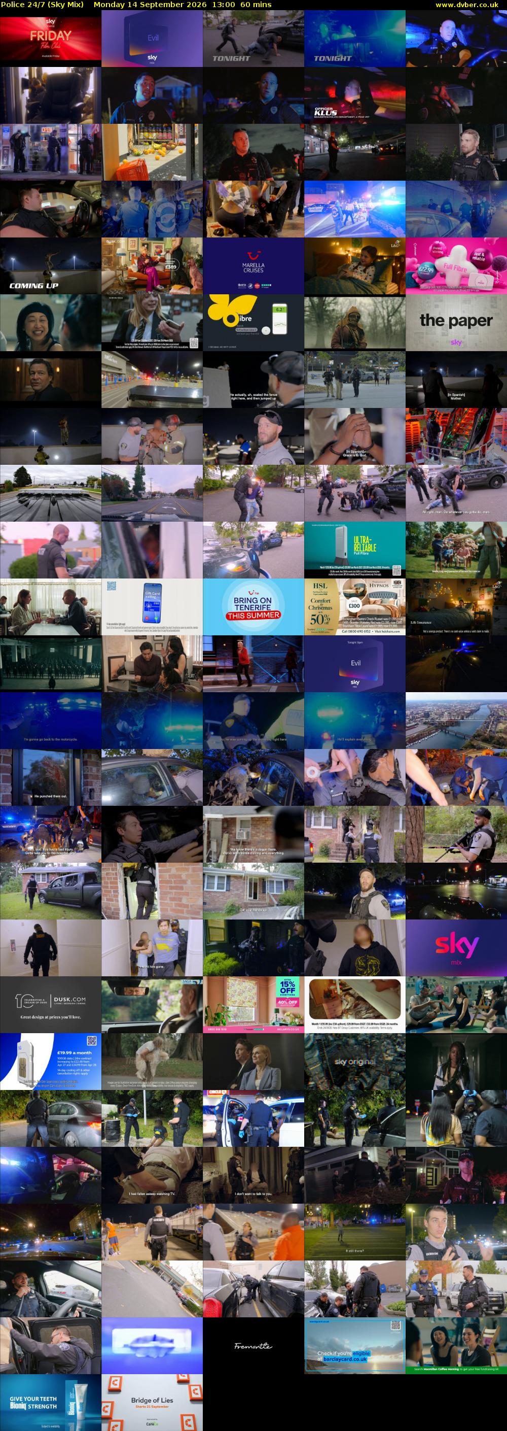 Police 24/7 (Sky Mix) Monday 14 September 2026 13:00 - 14:00