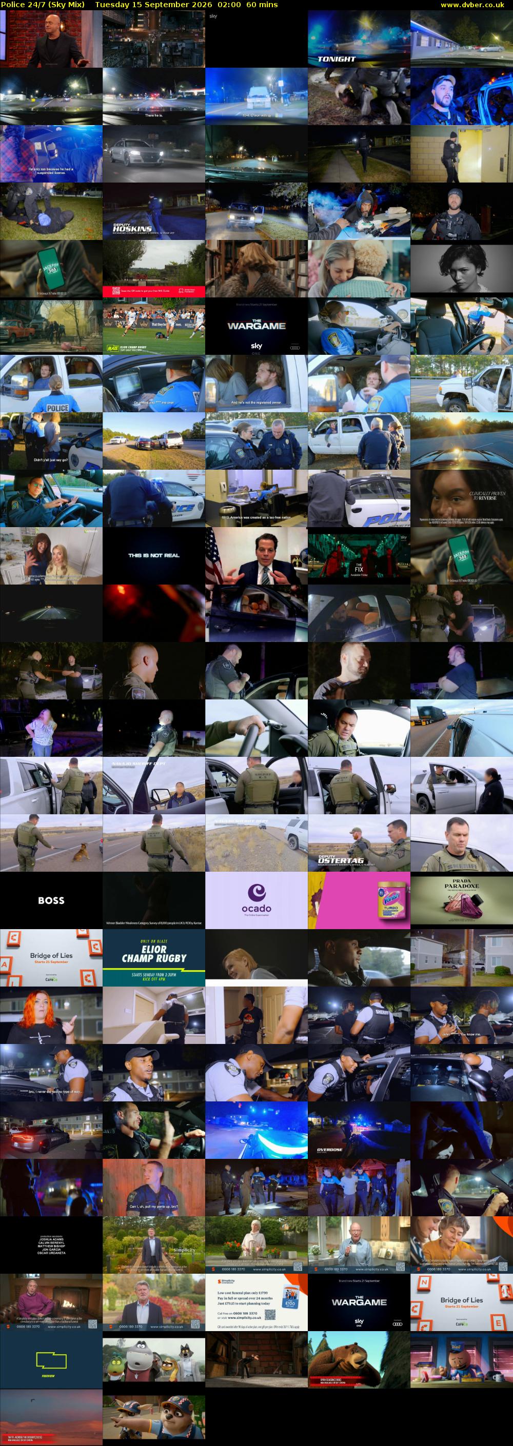 Police 24/7 (Sky Mix) Tuesday 15 September 2026 02:00 - 03:00