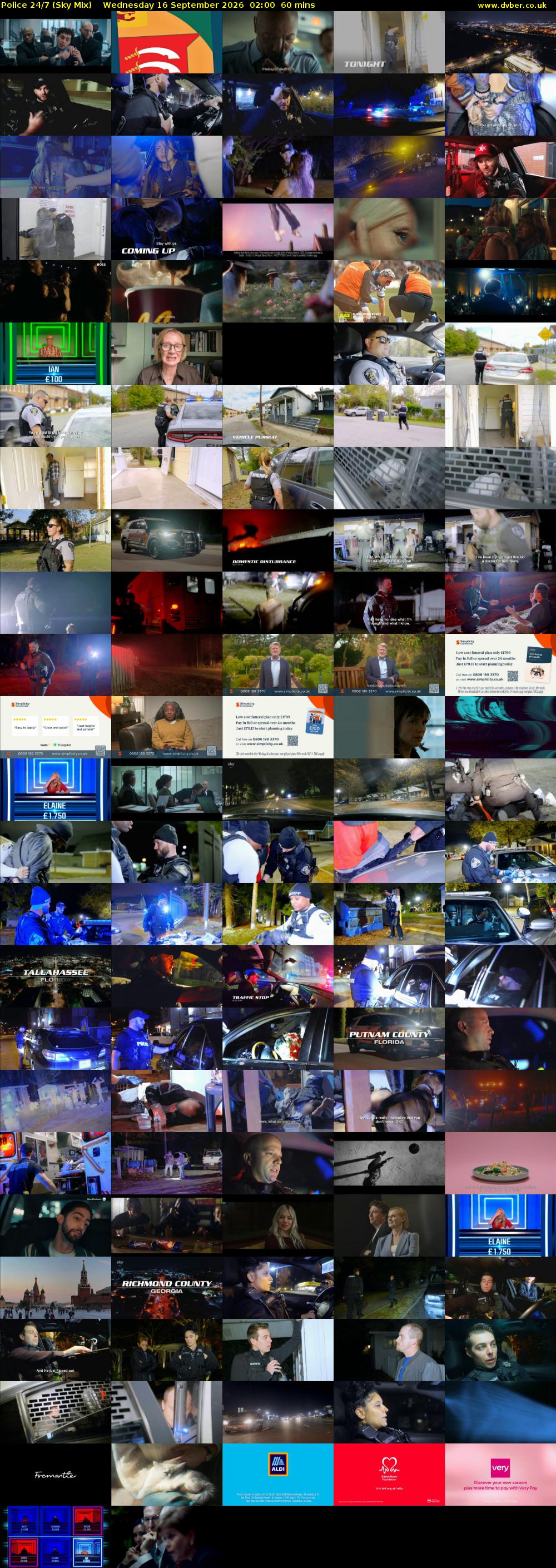 Police 24/7 (Sky Mix) Wednesday 16 September 2026 02:00 - 03:00
