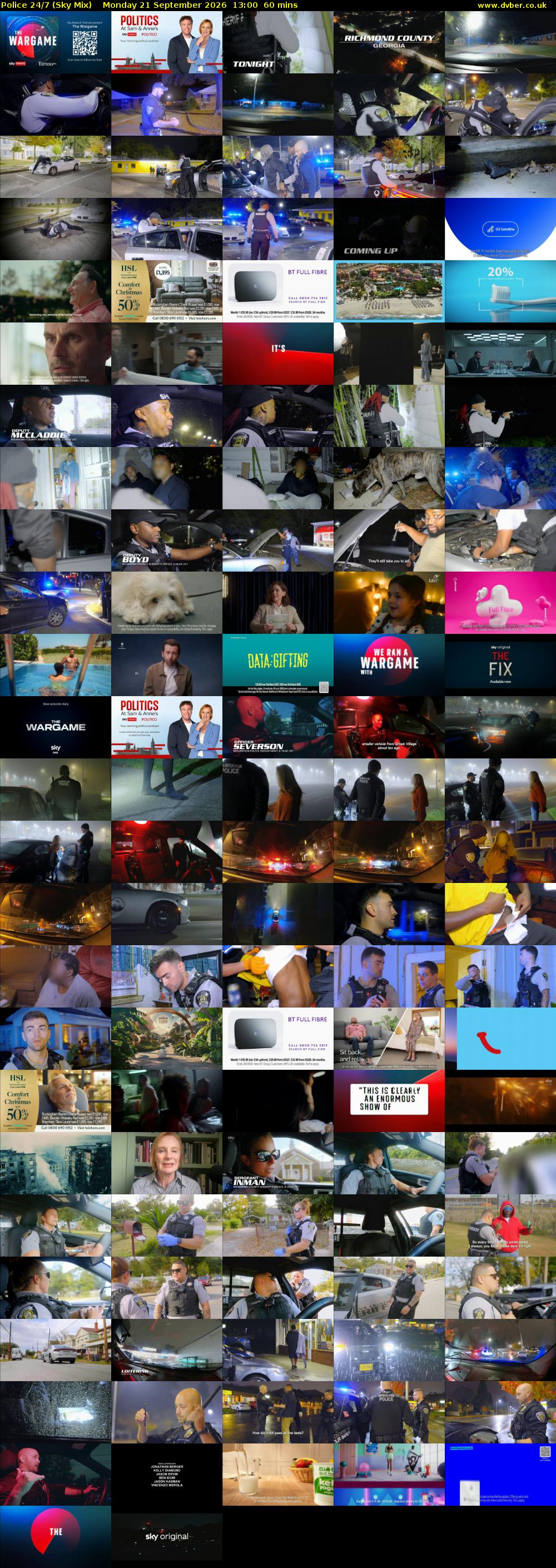 Police 24/7 (Sky Mix) Monday 21 September 2026 13:00 - 14:00