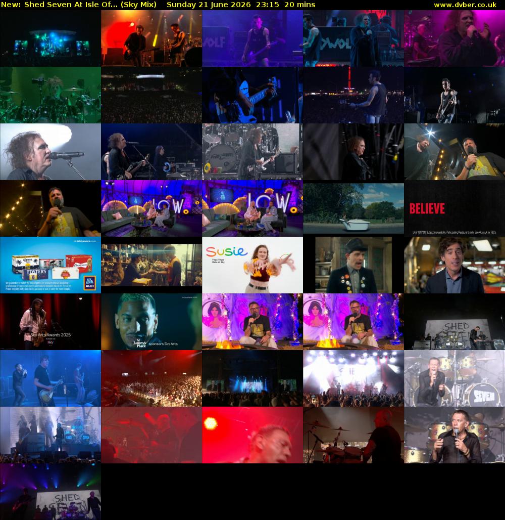 Shed Seven At Isle Of... (Sky Mix) Sunday 21 June 2026 23:15 - 23:35