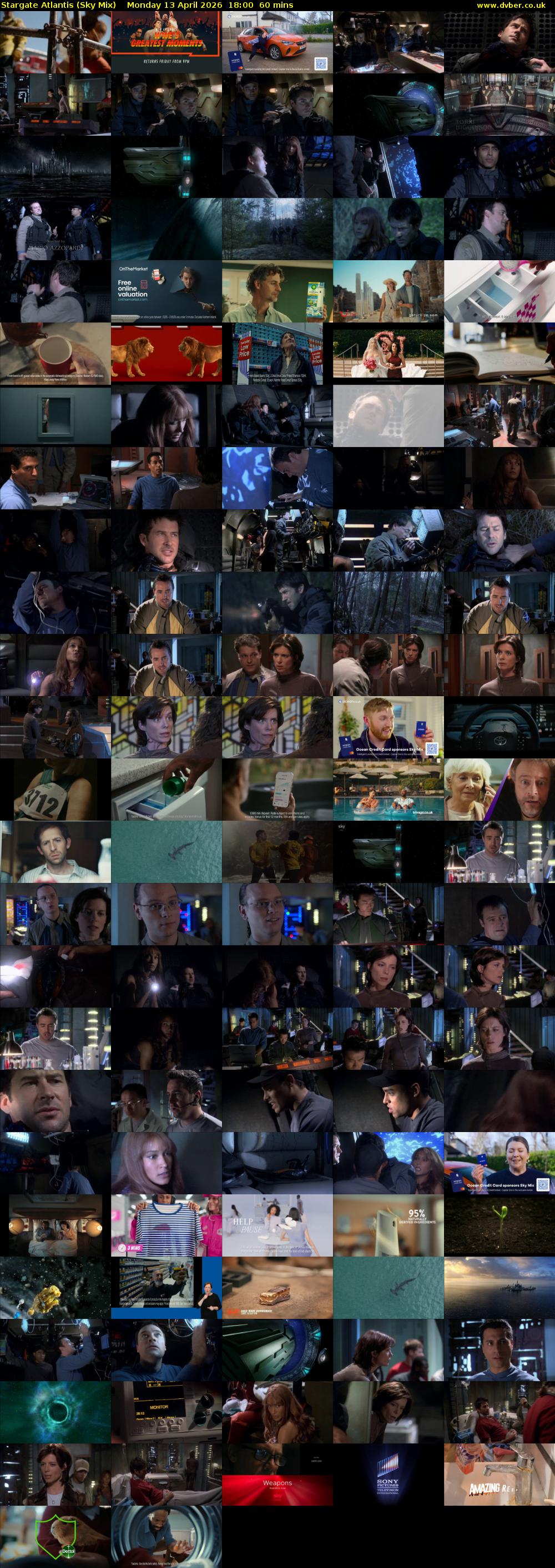 Stargate Atlantis (Sky Mix) Monday 13 April 2026 18:00 - 19:00