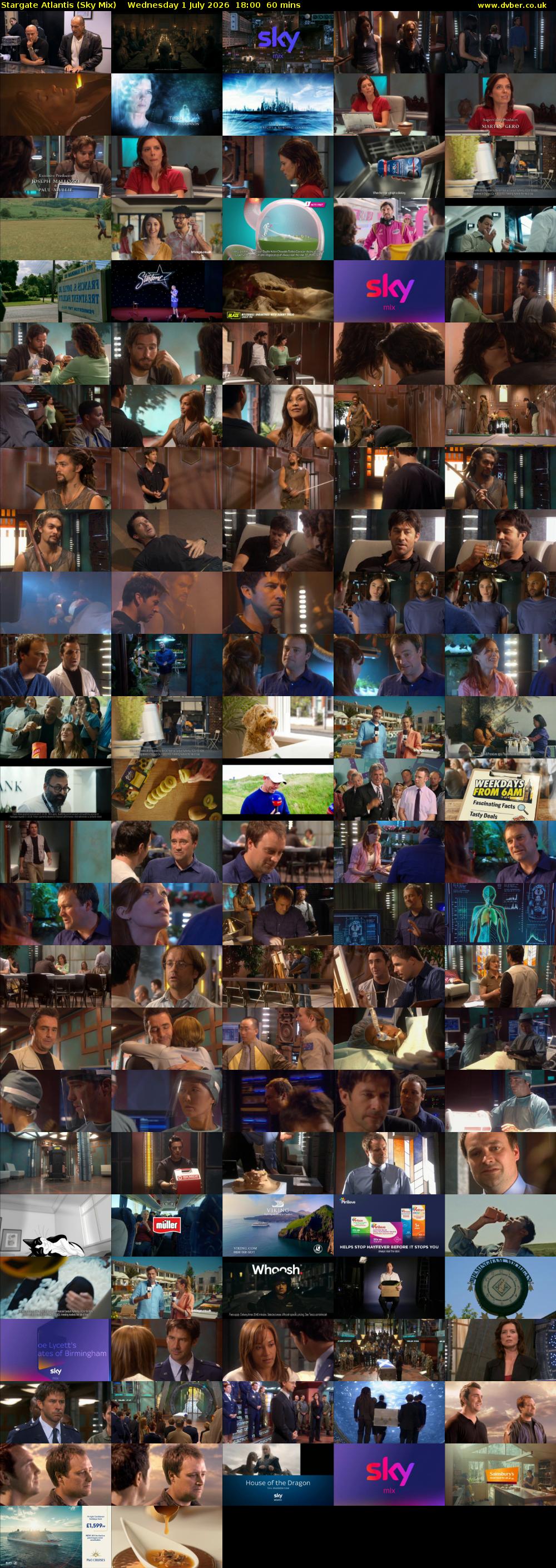 Stargate Atlantis (Sky Mix) Wednesday 1 July 2026 18:00 - 19:00
