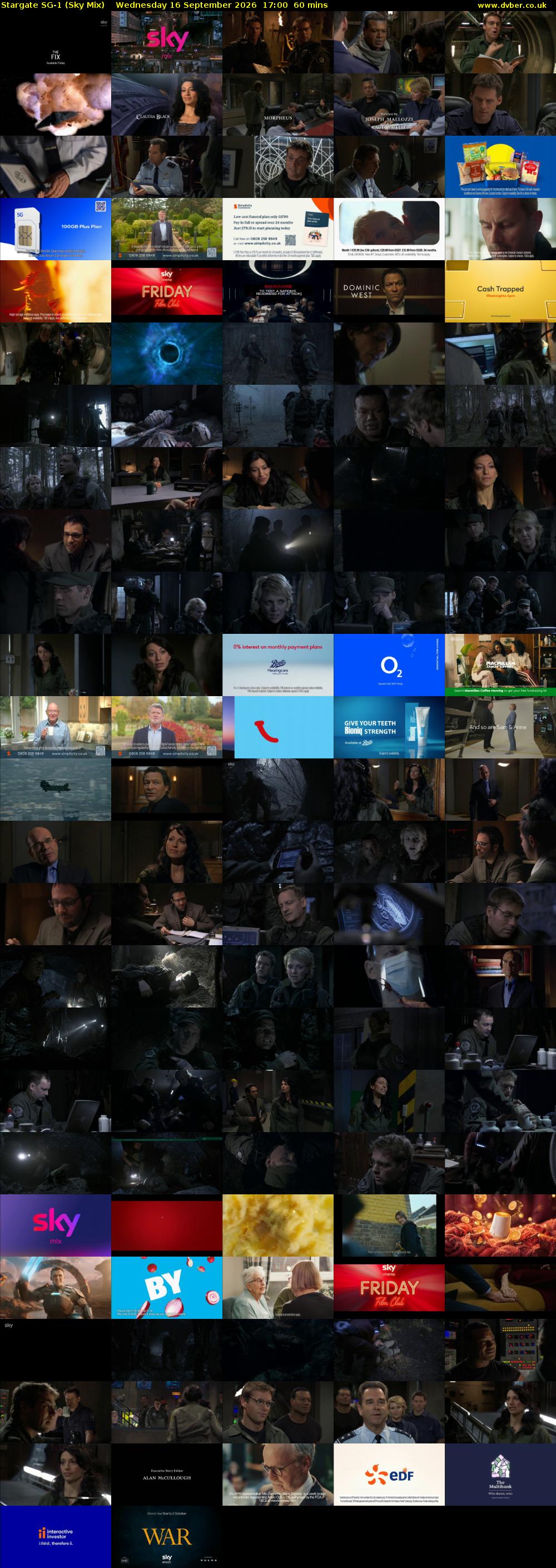Stargate Sg-1 (Sky Mix) Wednesday 16 September 2026 17:00 - 18:00
