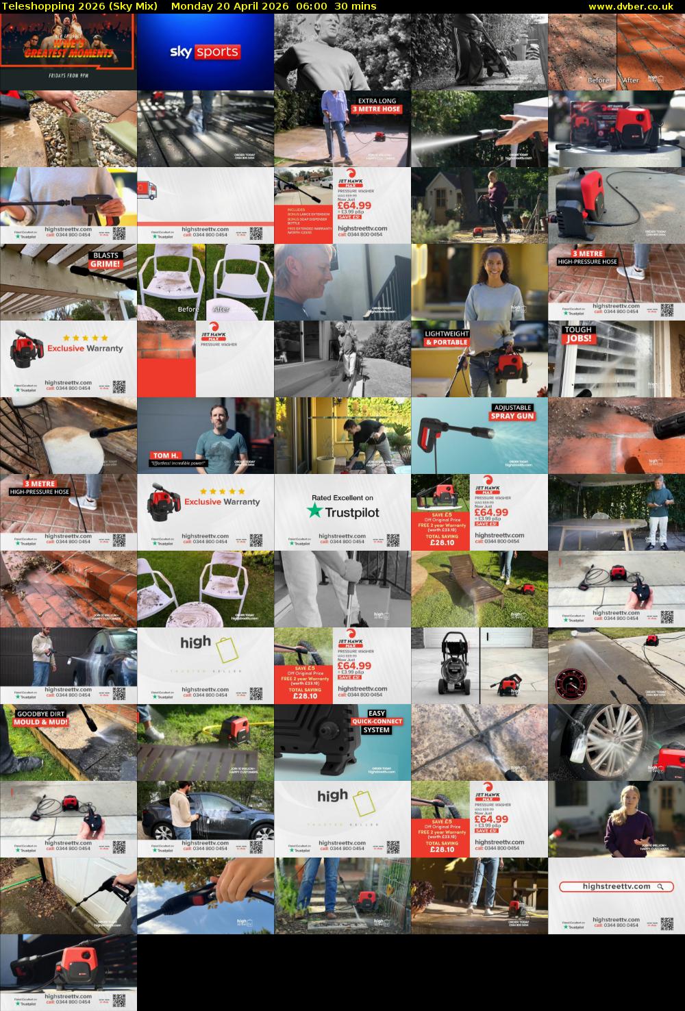 Teleshopping 2026 (Sky Mix) Monday 20 April 2026 06:00 - 06:30