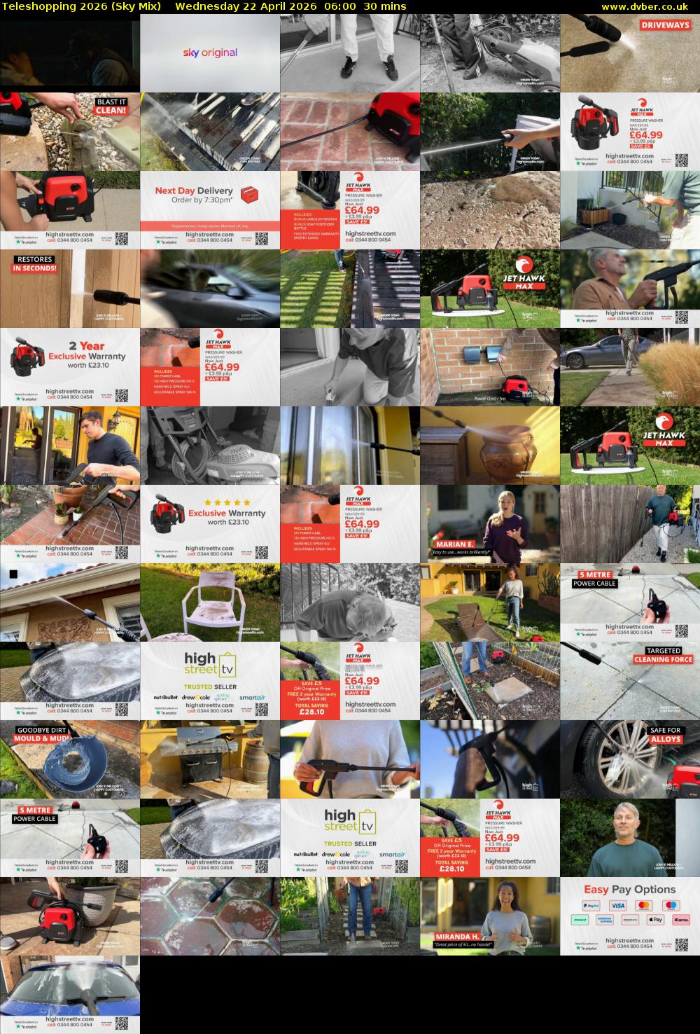 Teleshopping 2026 (Sky Mix) Wednesday 22 April 2026 06:00 - 06:30