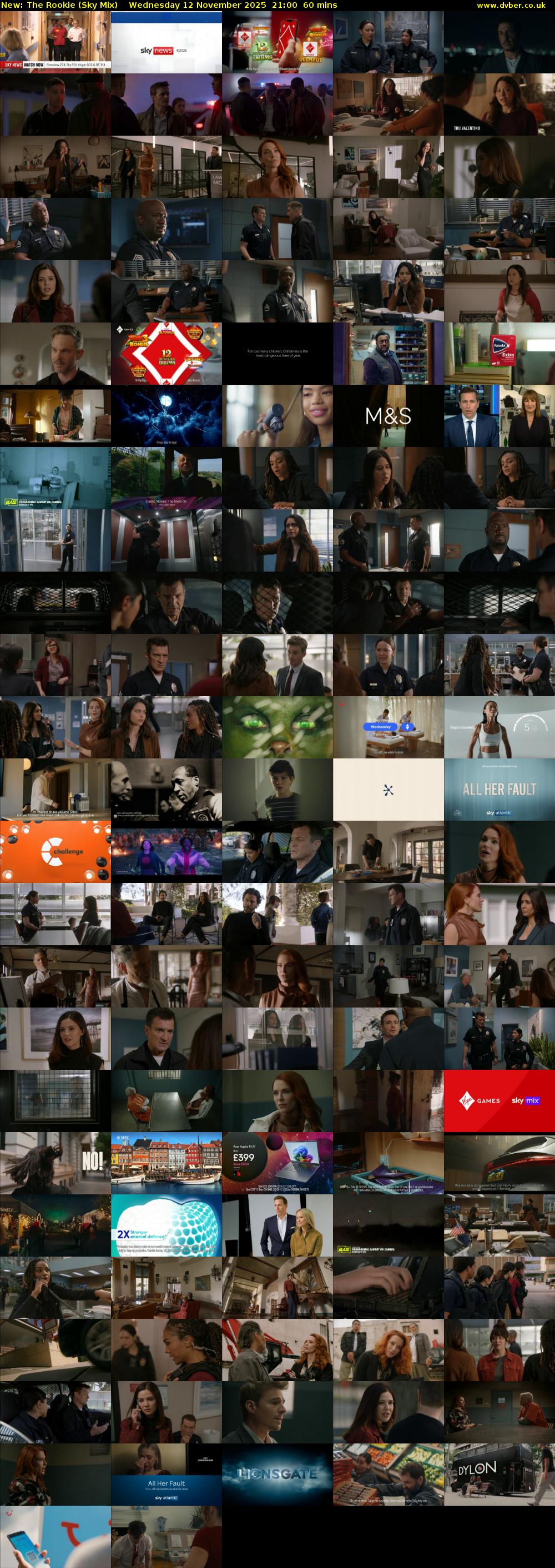 The Rookie (Sky Mix) Wednesday 12 November 2025 21:00 - 22:00