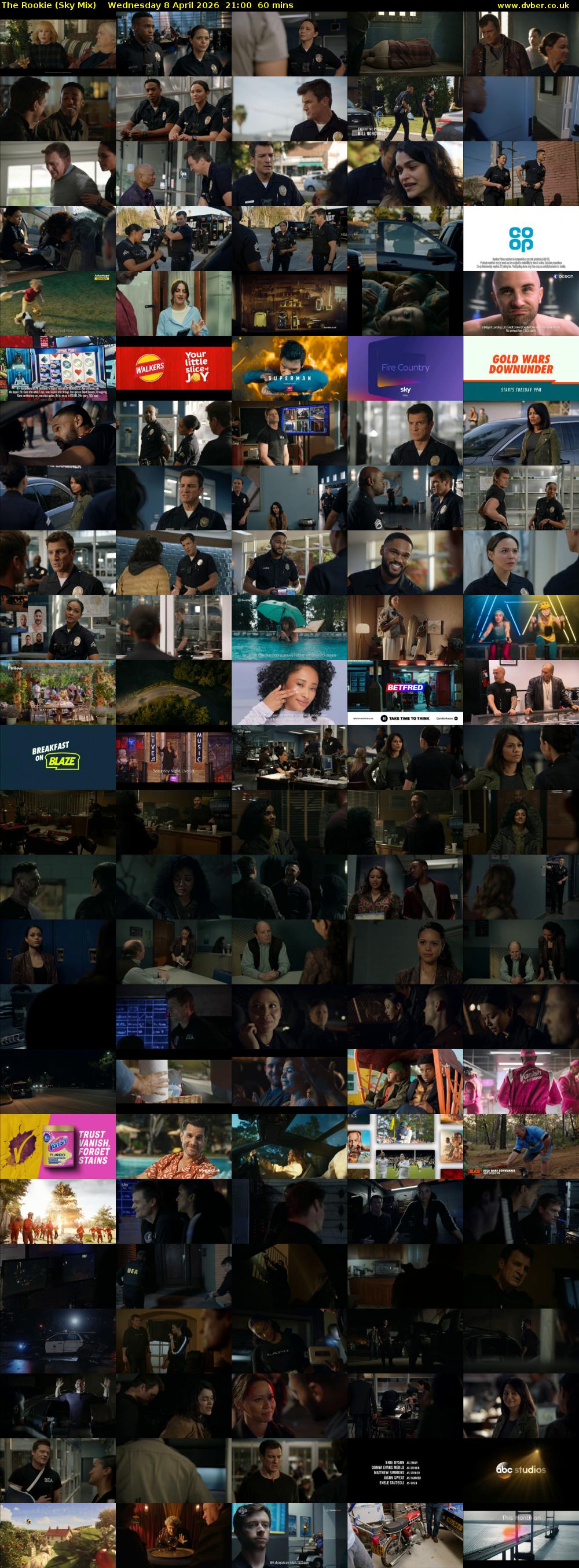The Rookie (Sky Mix) Wednesday 8 April 2026 21:00 - 22:00