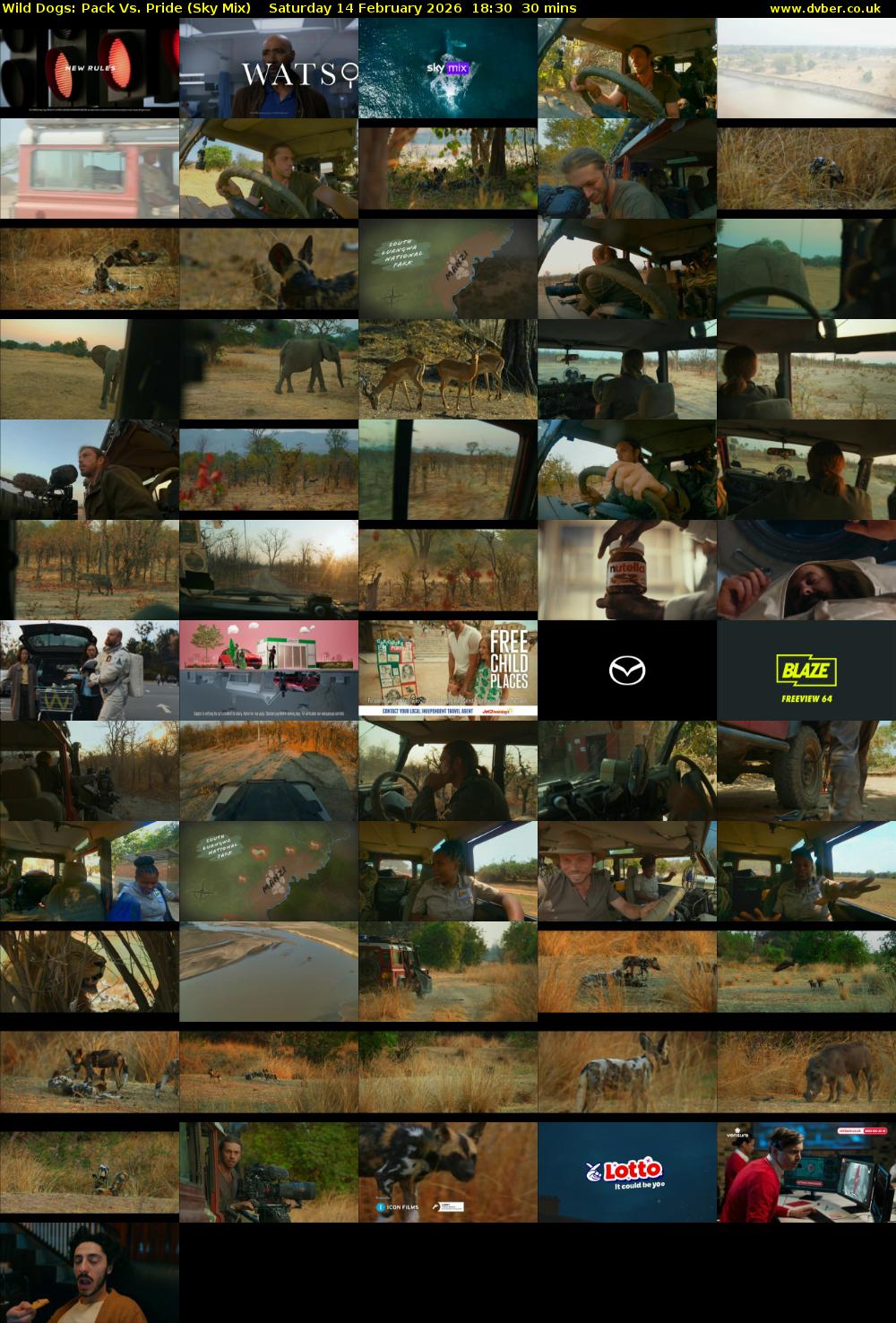 Wild Dogs: Pack Vs. Pride (Sky Mix) Saturday 14 February 2026 18:30 - 19:00