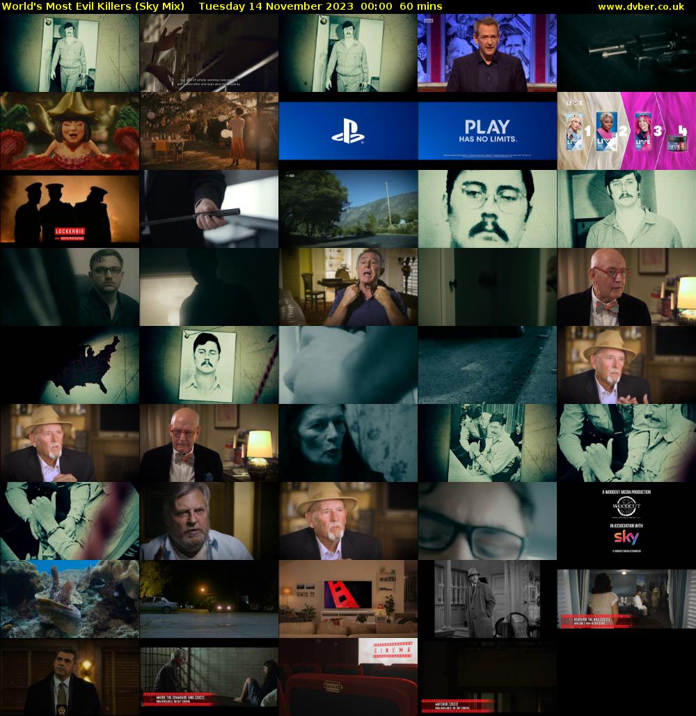 World's Most Evil Killers (Sky Mix) Tuesday 14 November 2023 00:00 - 01:00